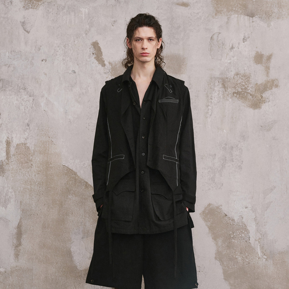 ILNya Nieternite Nifutur Detachable Vest Layered Long-Sleeve Shirt