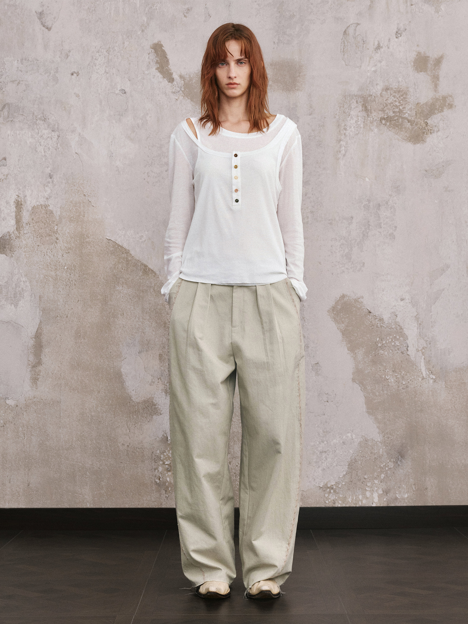 ILNya Nieternite Nifutur Linen-Blend Raw Edge Curved Pants