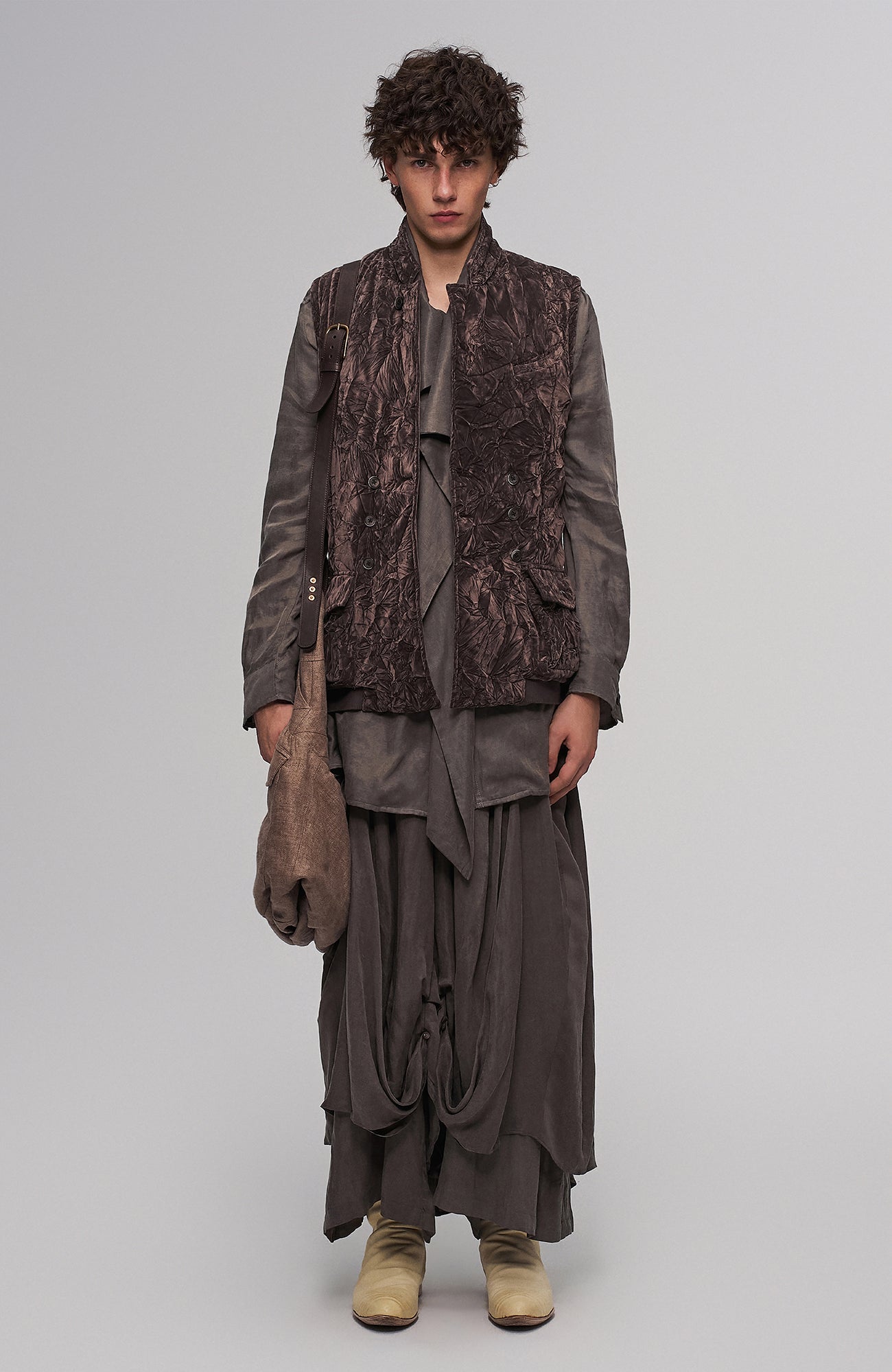 ILNya Nieternite Nifutur Asymmetric Tencel-Linen Blend Layered Skort