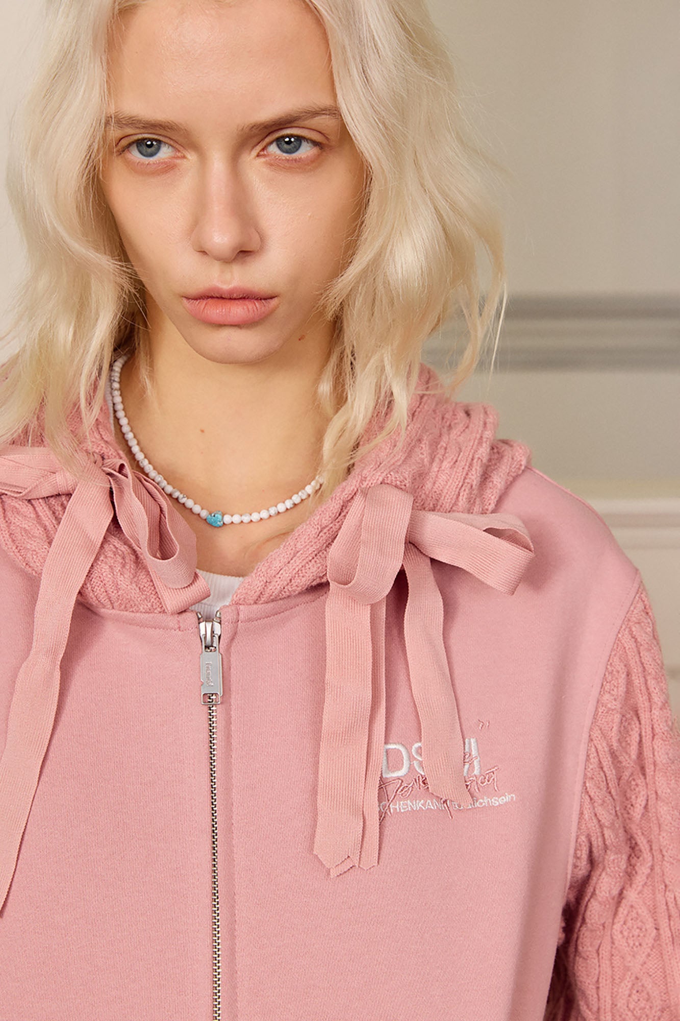 DONSMOKE Spliced Cable-Knit Zip-Up Hoodie, premium urban and streetwear designers apparel on PROJECTISR.com, DONSMOKE