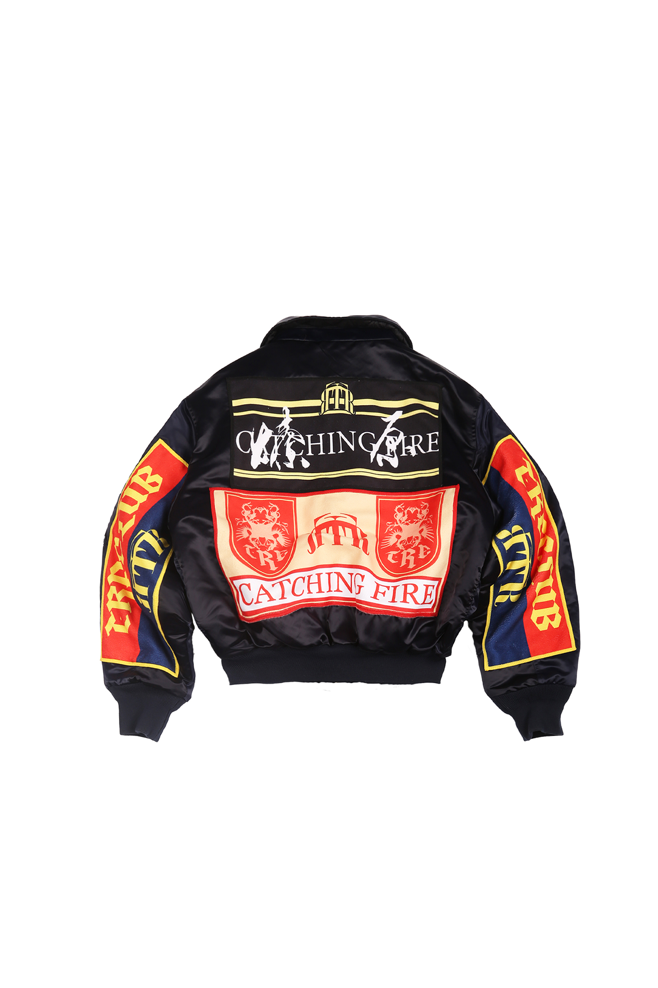 TRECLUB Contrast Graphic Embroidered Patch Bomber