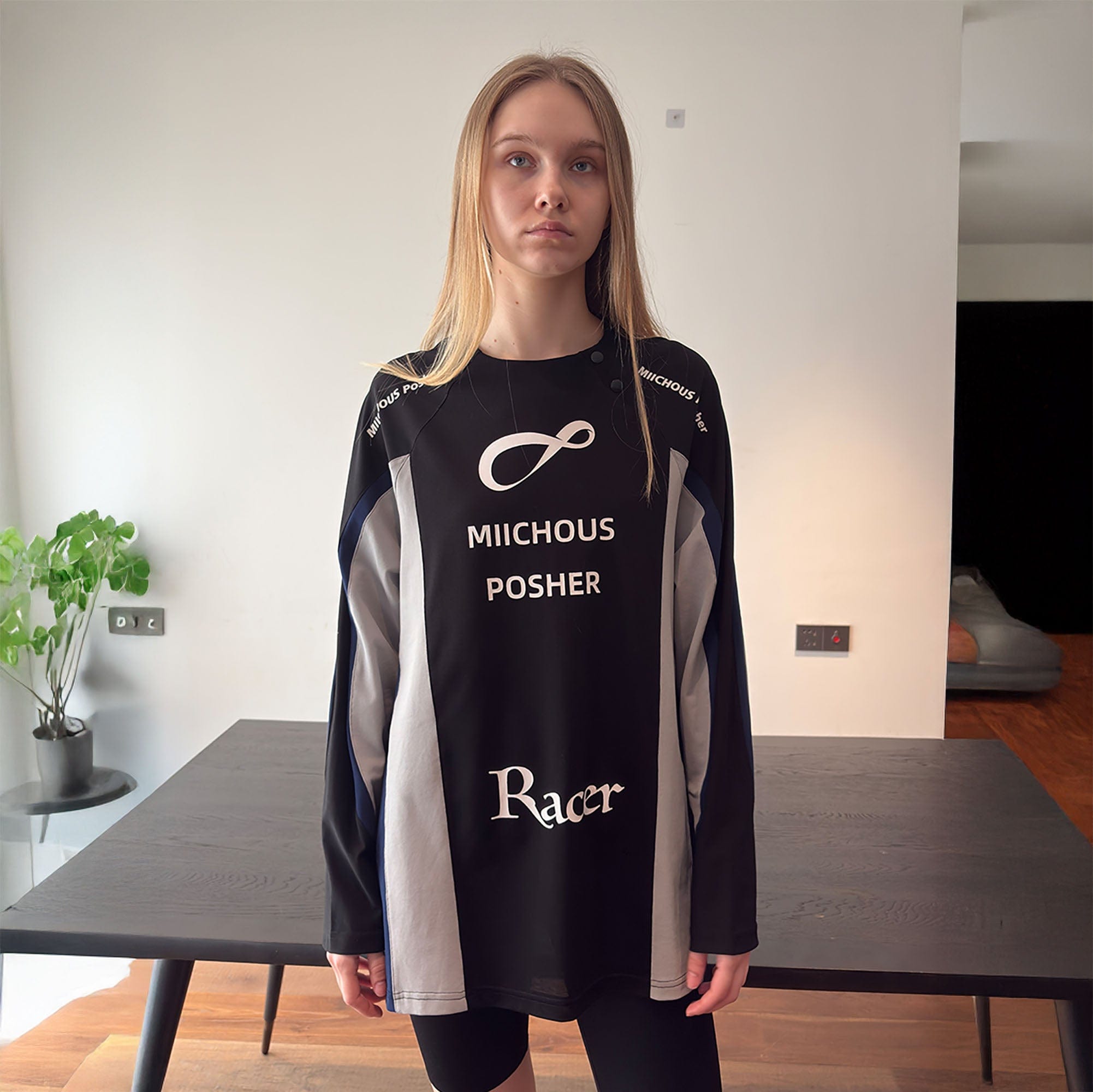 MIICHOUS Contrast Spliced Racing UV Protection Long-Sleeve Tee
