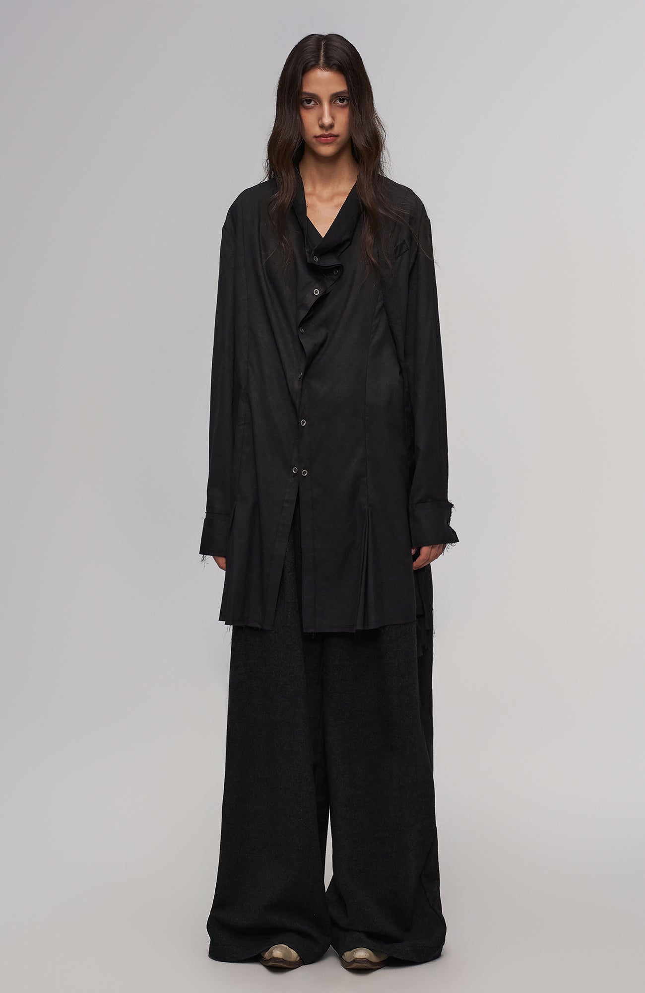 ILNya Nieternite Nifutur Asym Draped Raw-Edged Shirt, premium urban and streetwear designers apparel on PROJECTISR.com, ILNya Nieternite Nifutur