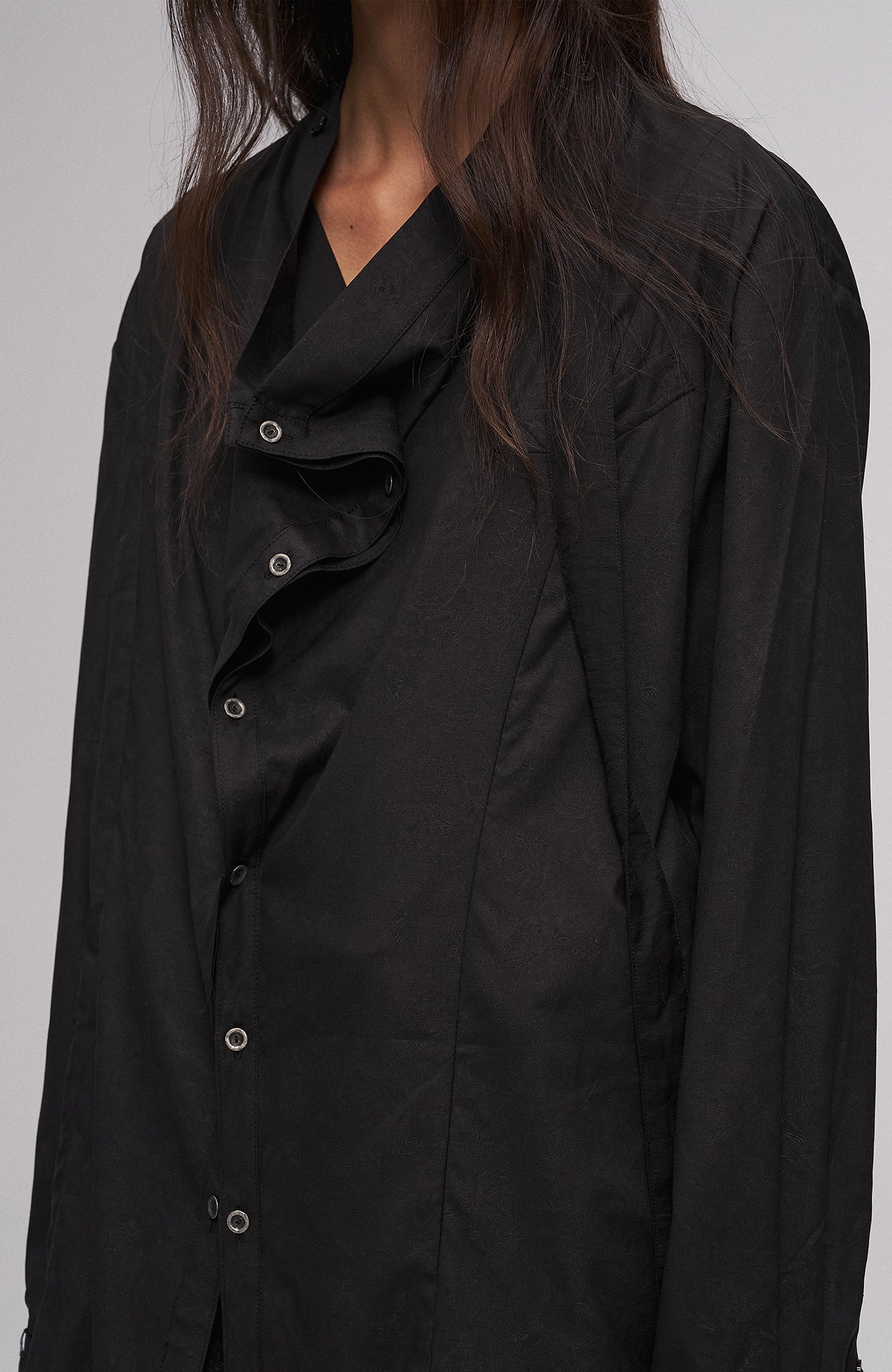 ILNya Nieternite Nifutur Asym Draped Raw-Edged Shirt, premium urban and streetwear designers apparel on PROJECTISR.com, ILNya Nieternite Nifutur