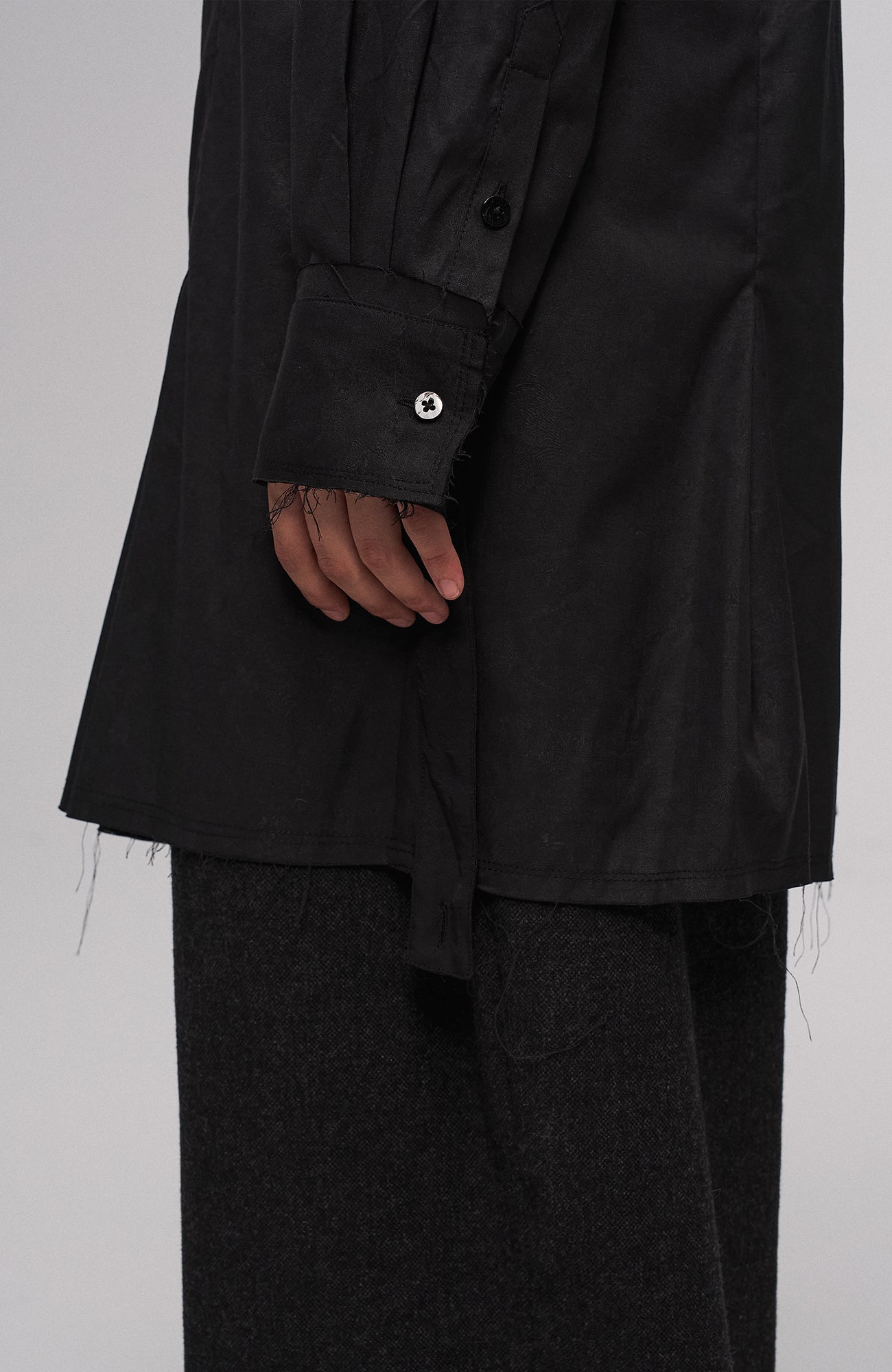 ILNya Nieternite Nifutur Asym Draped Raw-Edged Shirt, premium urban and streetwear designers apparel on PROJECTISR.com, ILNya Nieternite Nifutur