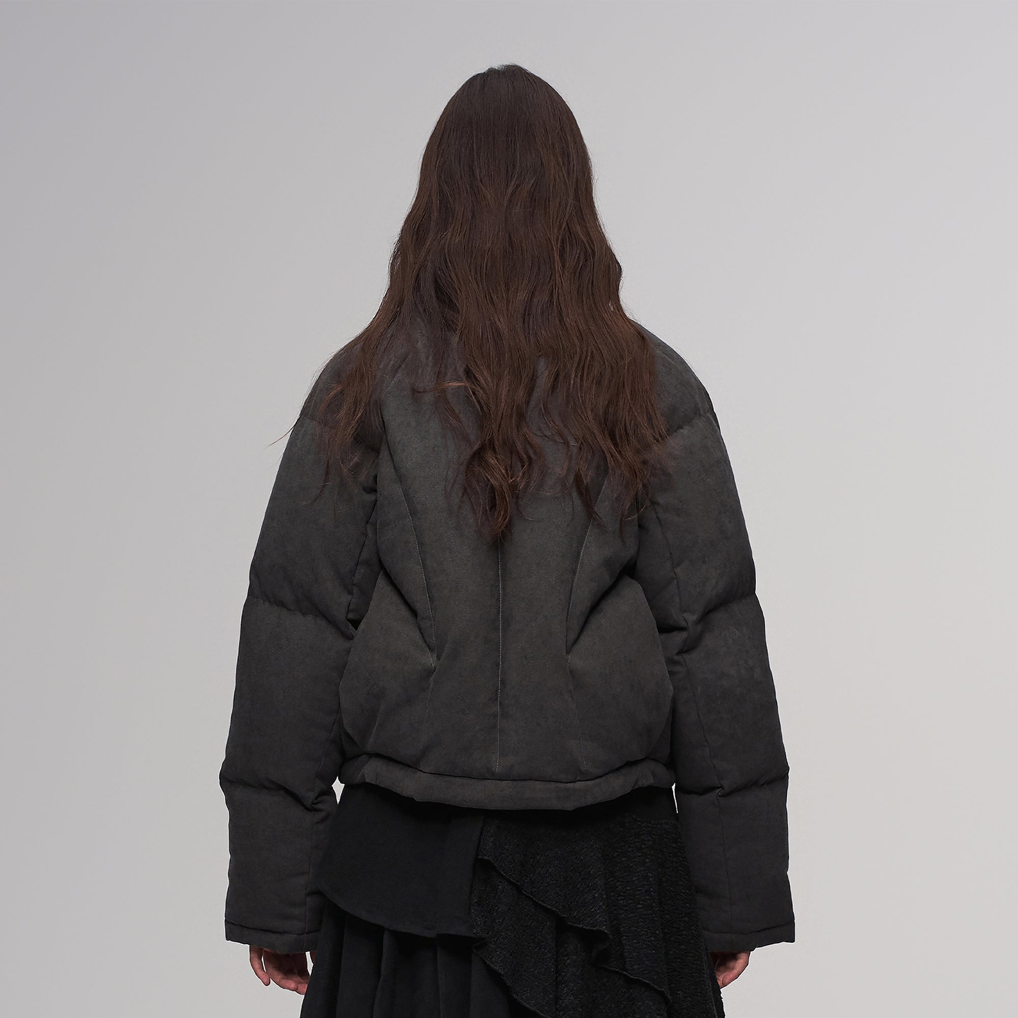 ILNya Nieternite Nifutur Asymmetrical Collar Cocoon Cropped Down Jacket