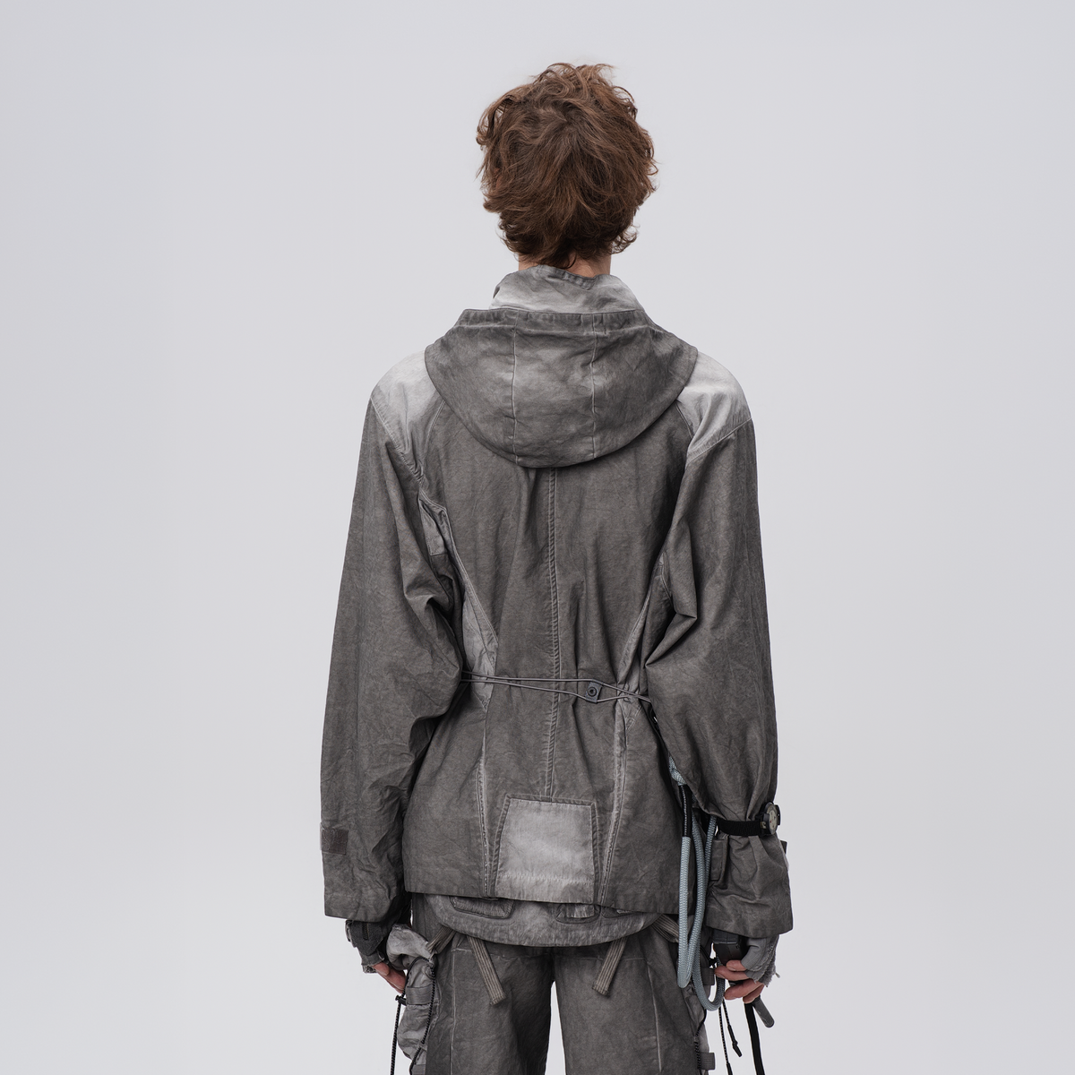 STEAM Distressed Paneled Hooded Jacket