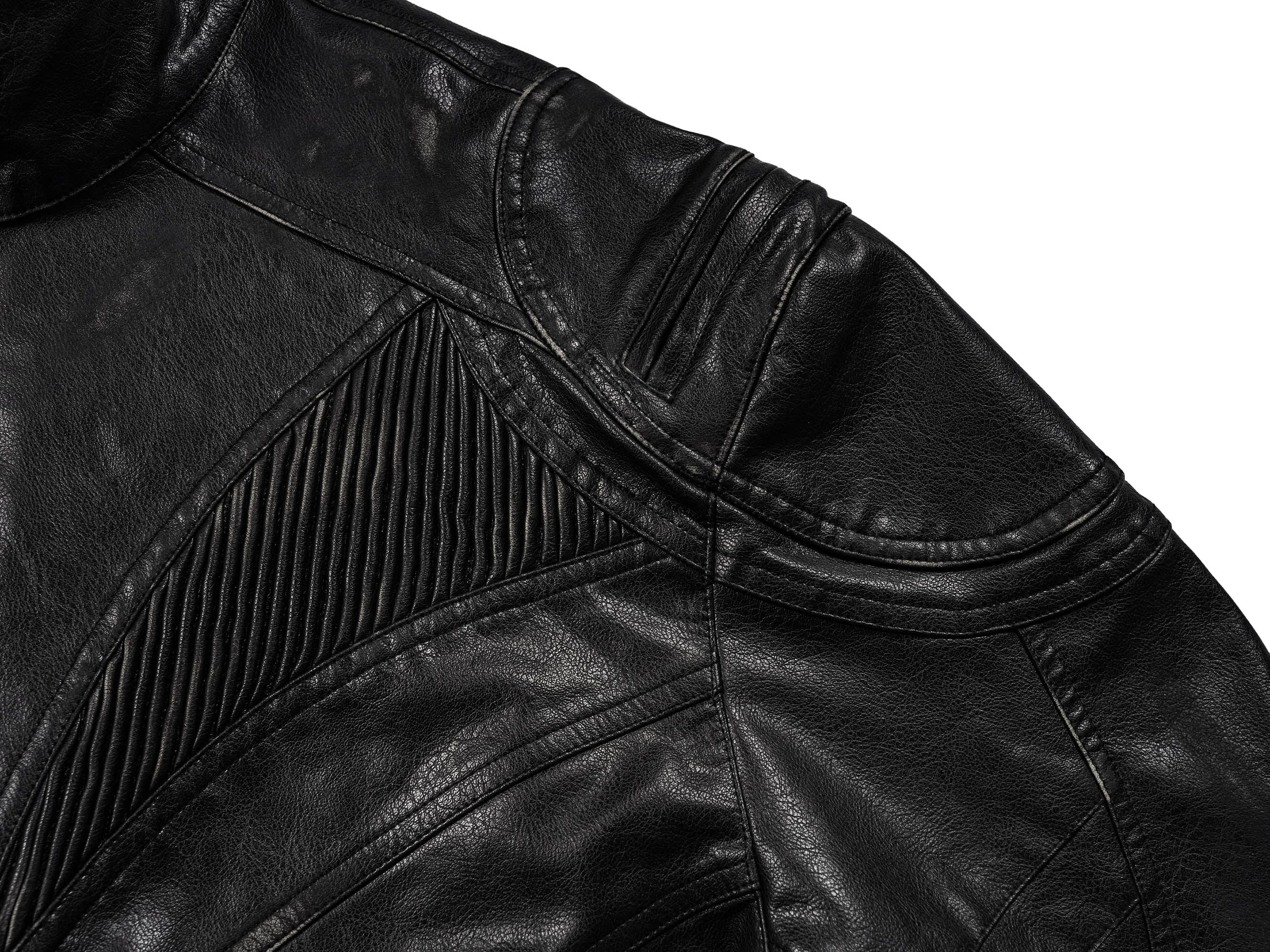 UNDERWATER Distressed Midnight Fang Faux Leather Biker Jacket, premium urban and streetwear designers apparel on PROJECTISR.com, UNDERWATER