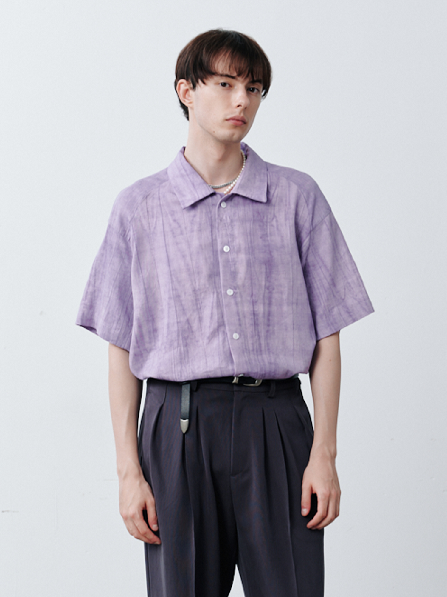 GRAINMUSTARD Crinkled Linen-Cotton Half Shirt, premium urban and streetwear designers apparel on PROJECTISR.com, GRAINMUSTARD