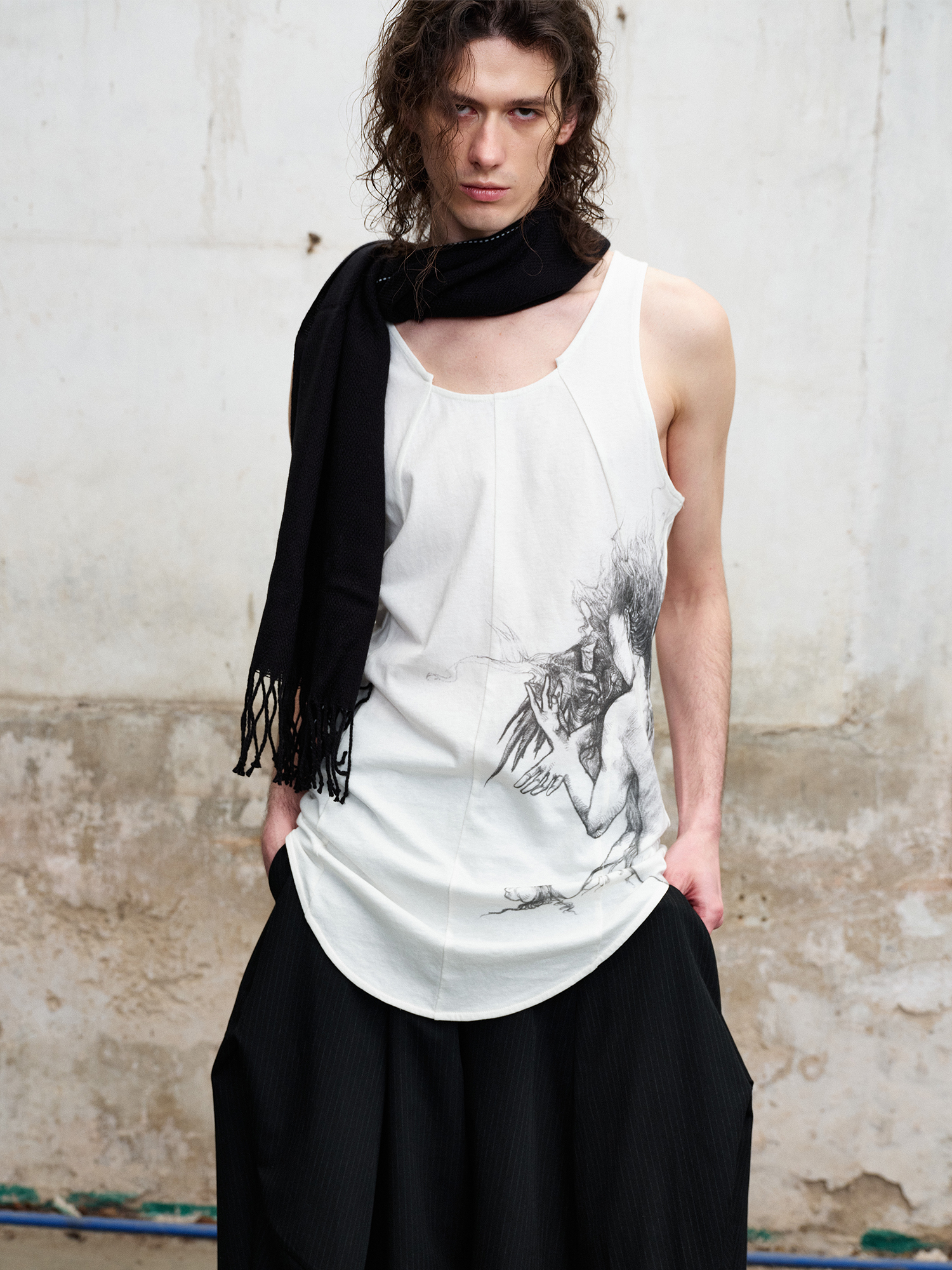 ILNya Nieternite Nifutur Spliced Graphic Tank Top, premium urban and streetwear designers apparel on PROJECTISR.com, ILNya Nieternite Nifutur