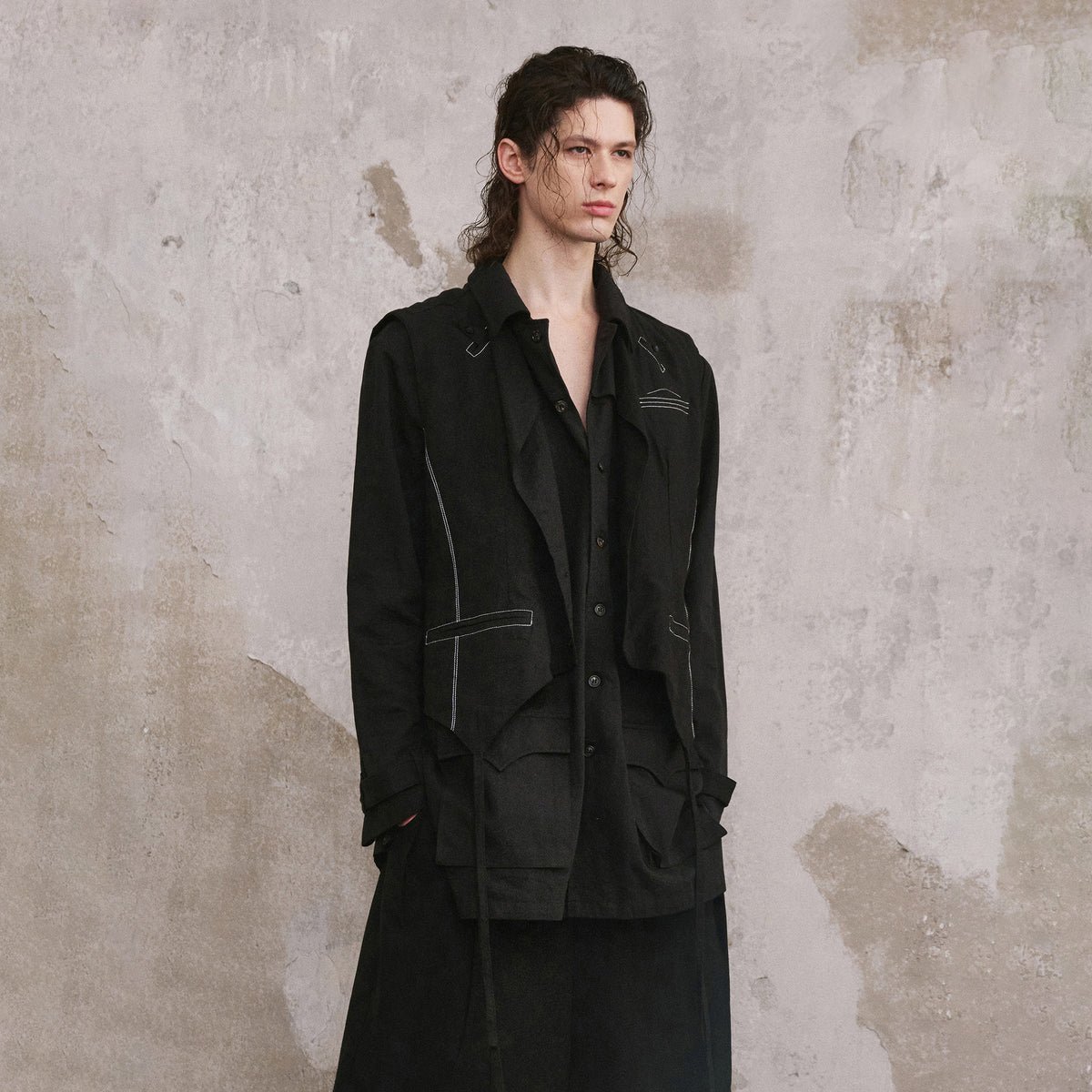 ILNya Nieternite Nifutur Detachable Vest Layered Long-Sleeve Shirt