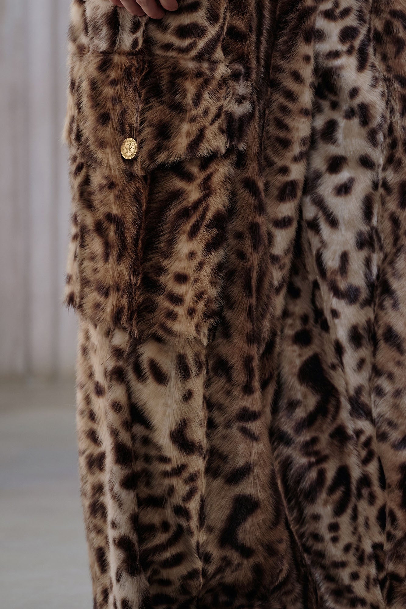 FACEONLAB Leopard Faux Fur Oversized Pants