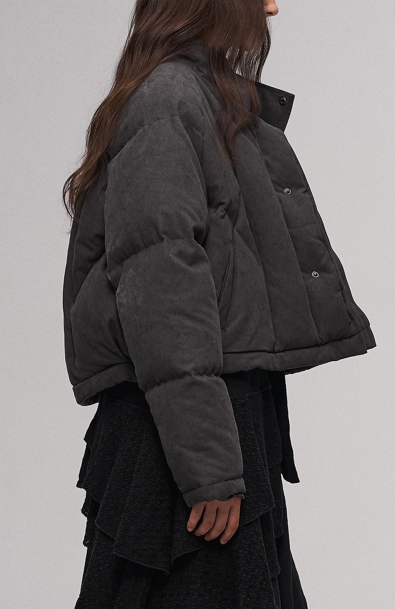 ILNya Nieternite Nifutur Asymmetrical Collar Cocoon Cropped Down Jacket