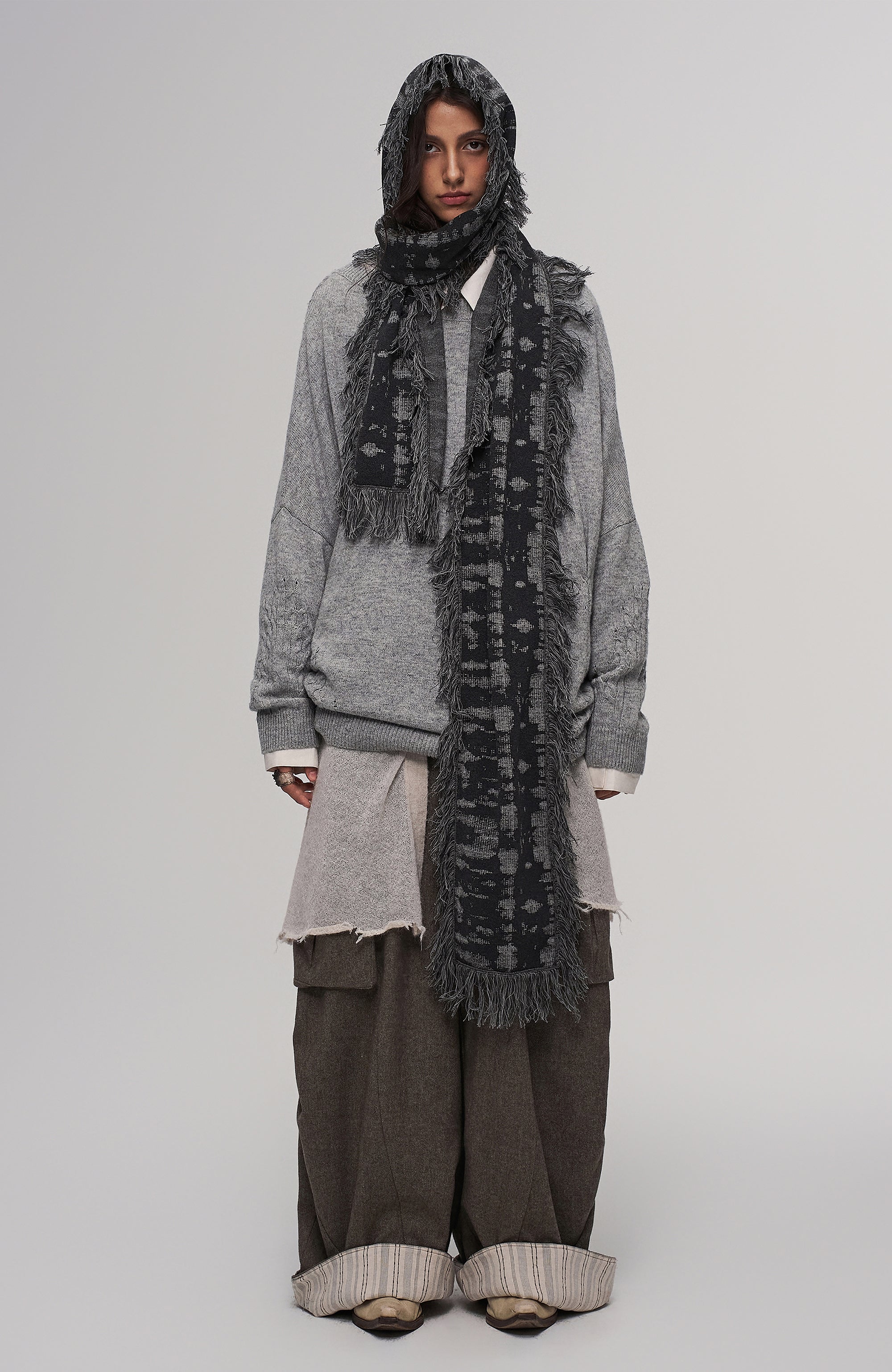 ILNya Nieternite Nifutur Striped Lining Oversized Wool-Blend Trousers