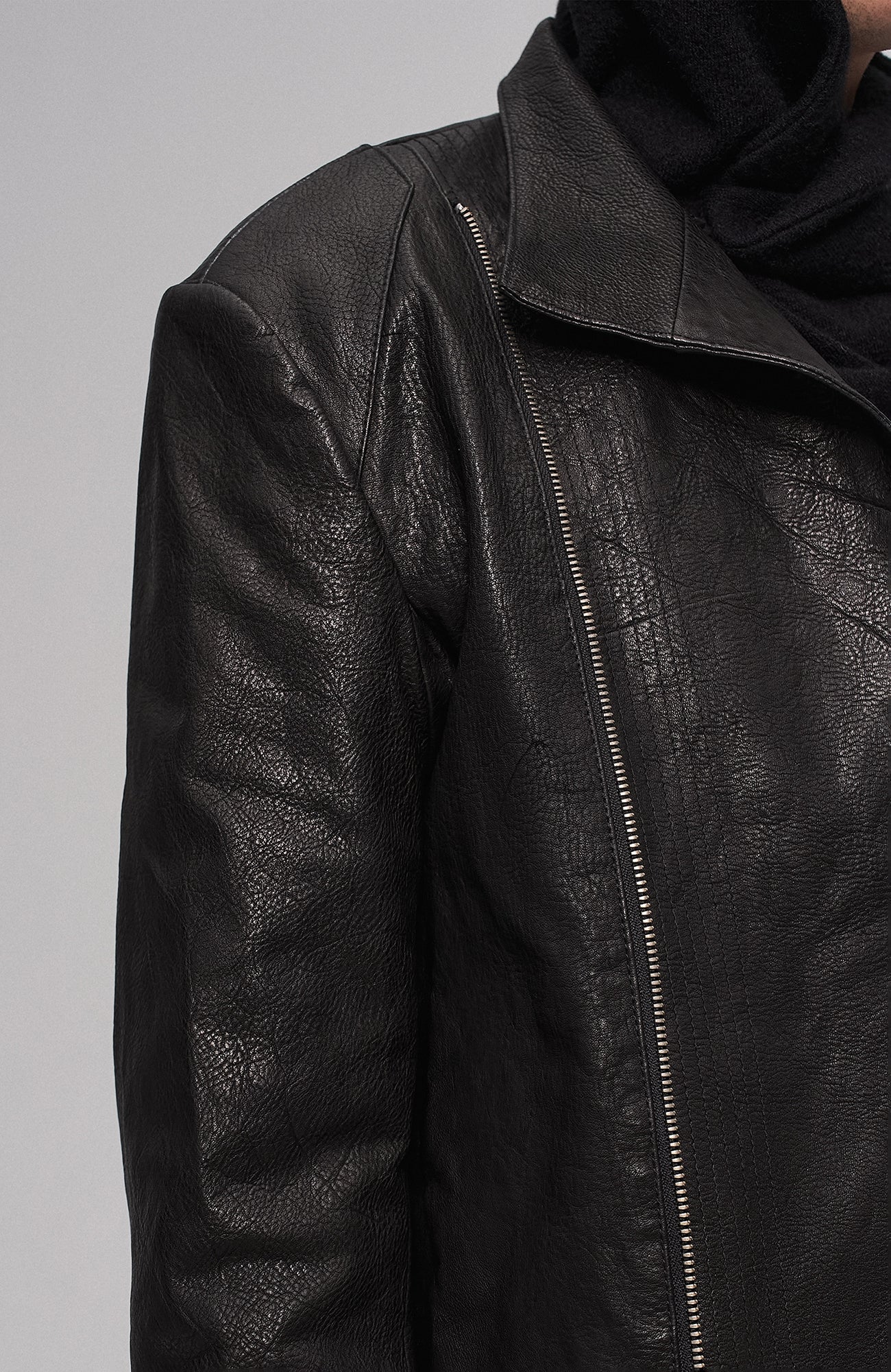 ILNya Nieternite Nifutur Asymmetric Ruffled Leather Biker Jacket