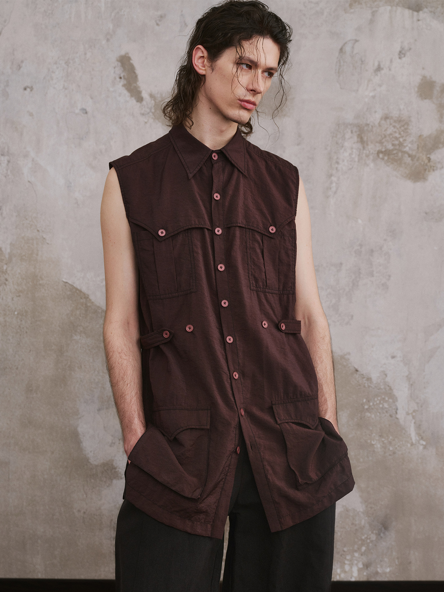 ILNya Nieternite Nifutur Multi-Pocket Modal Sleeveless Shirt