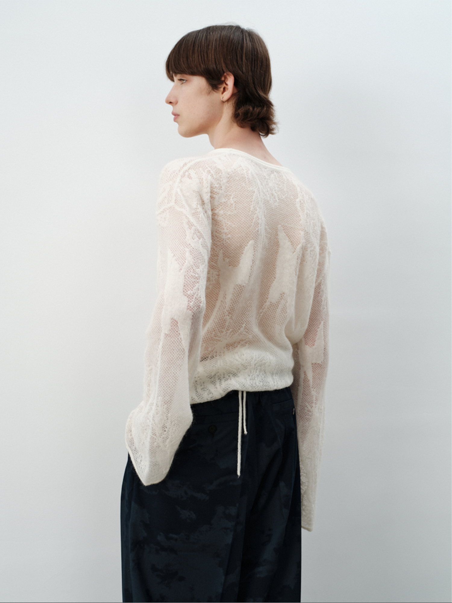 GRAINMUSTARD Baby Alpaca Openwork Jacquard Wrap Cardigan, premium urban and streetwear designers apparel on PROJECTISR.com, GRAINMUSTARD