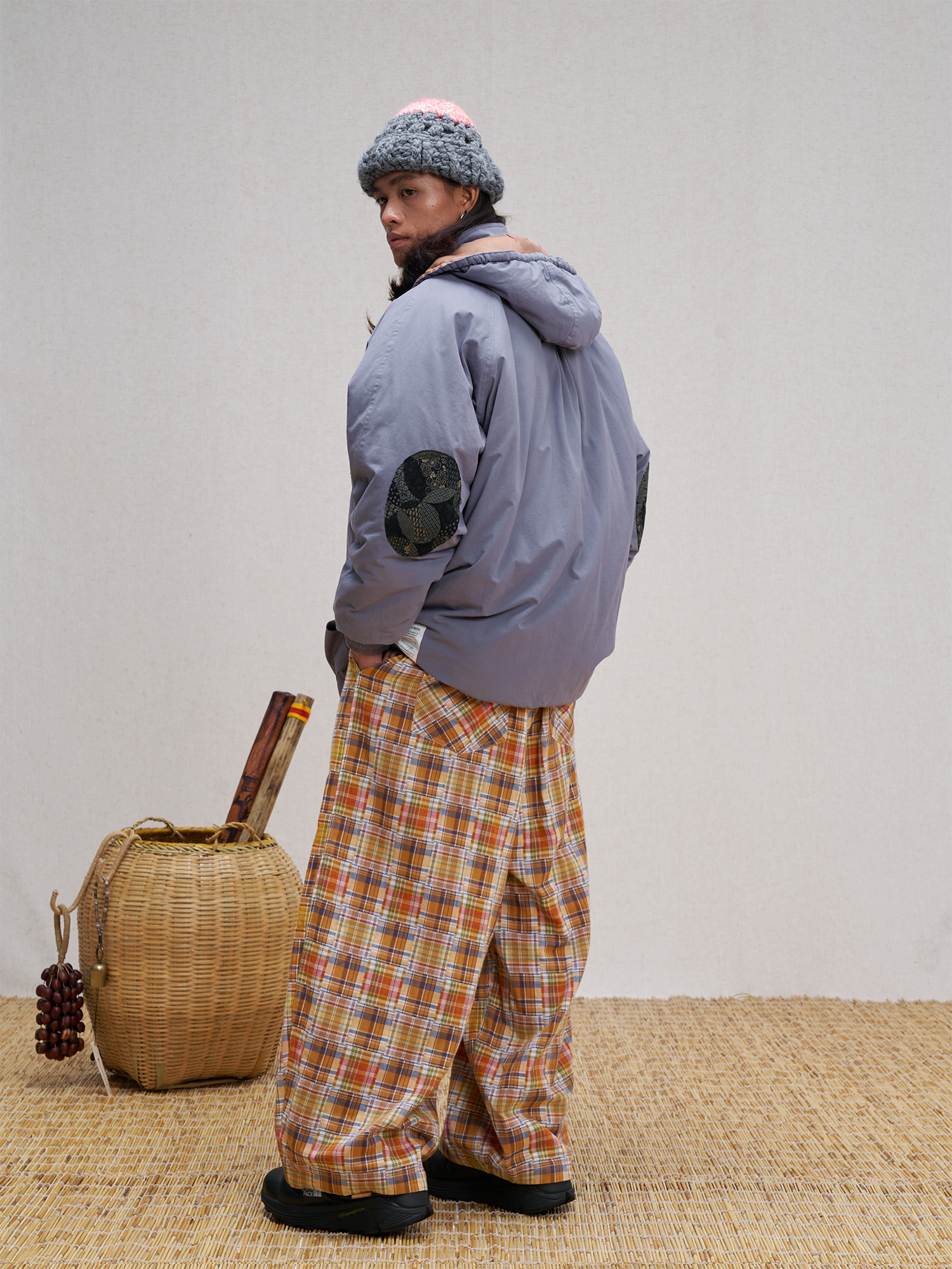 UNLIMITED MOTE Patchwork-Elbow Padded Utility Parka