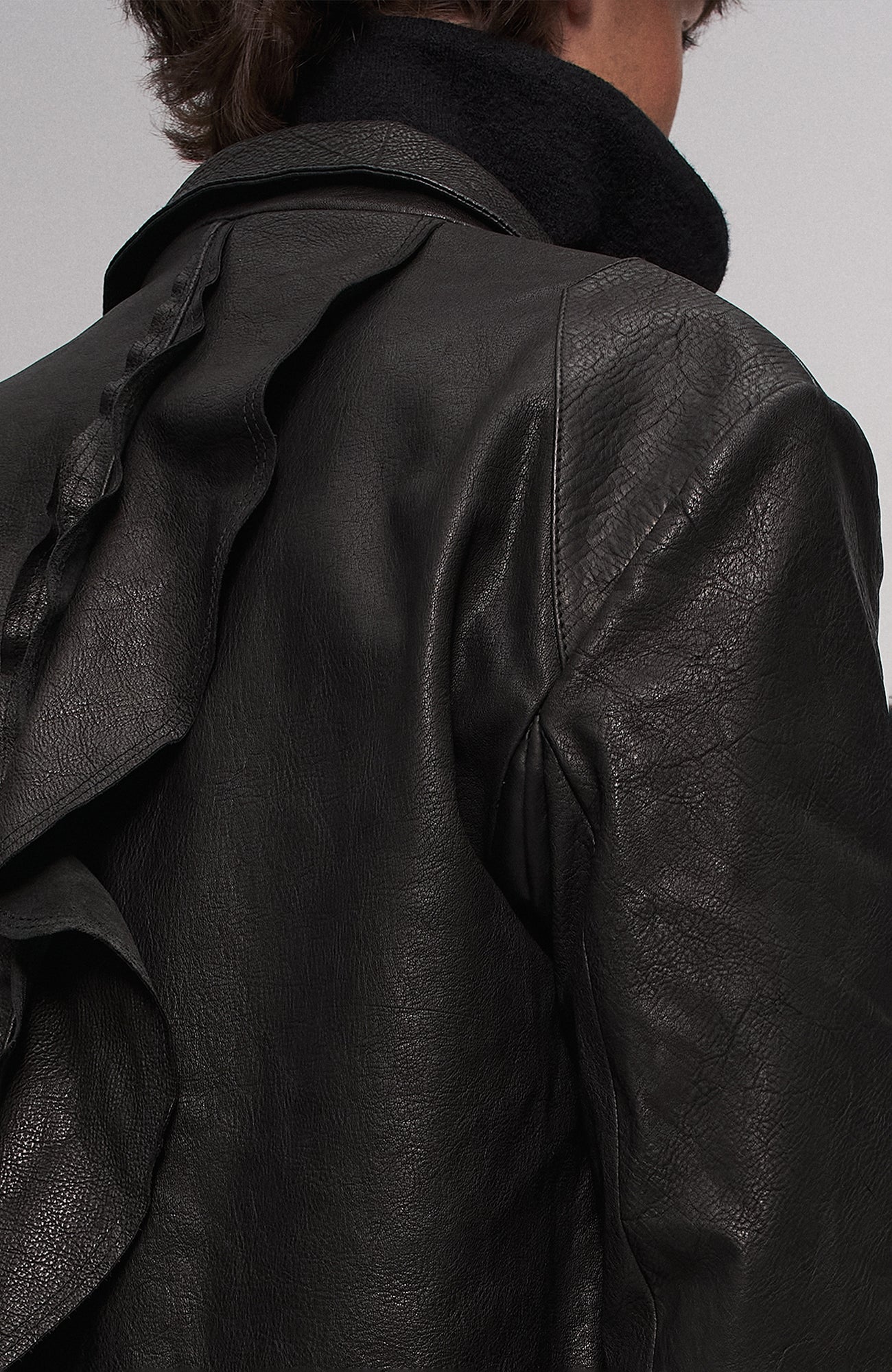 ILNya Nieternite Nifutur Asymmetric Ruffled Leather Biker Jacket