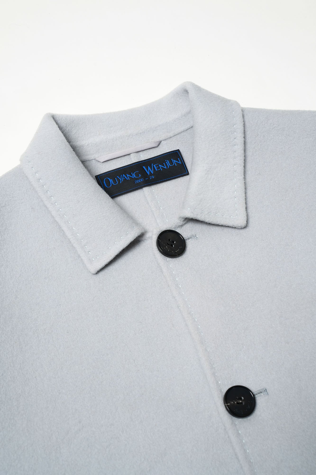 OUYANG WENJUN Single-Breasted Wool Overcoat Gray