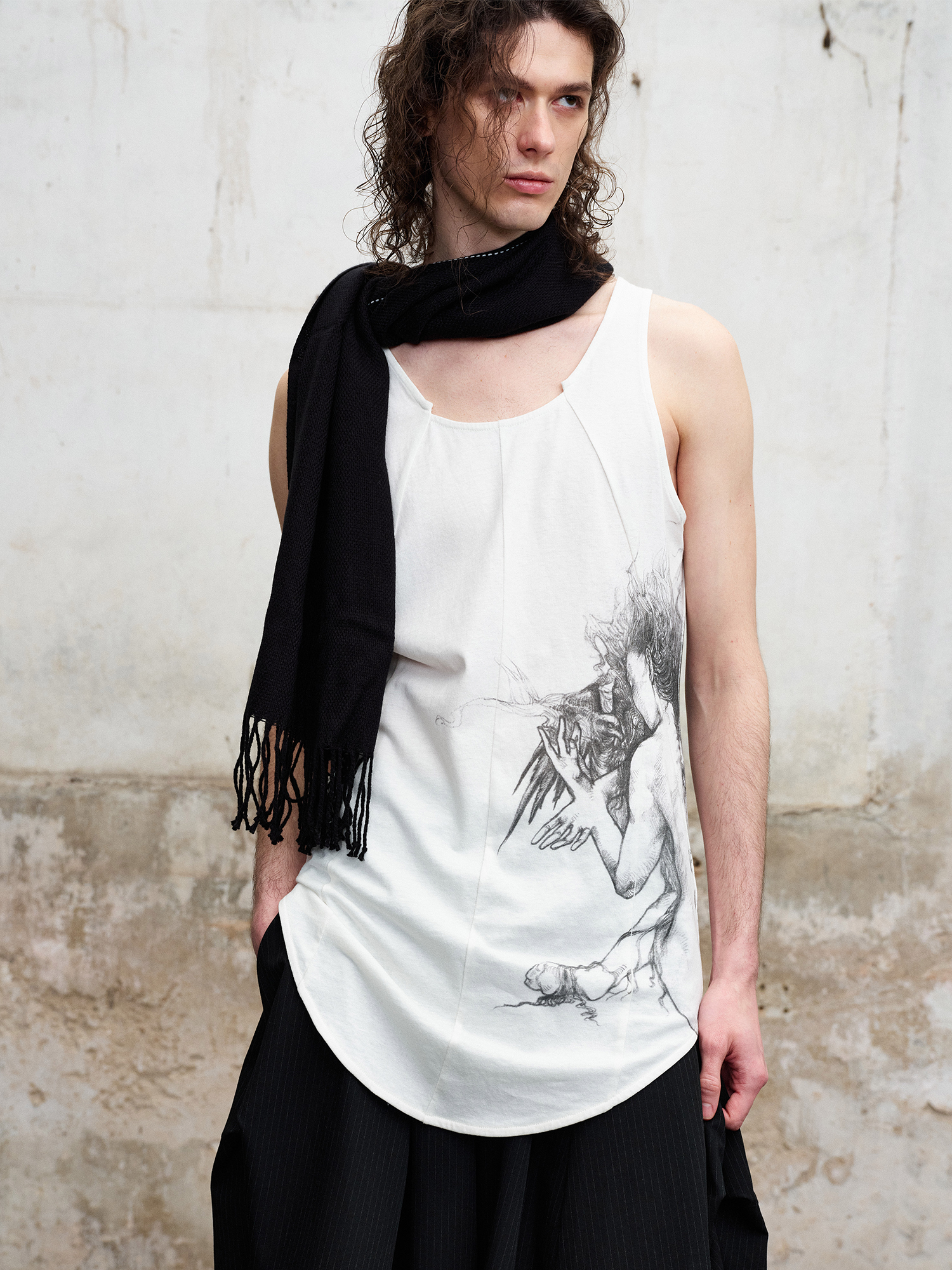 ILNya Nieternite Nifutur Spliced Graphic Tank Top, premium urban and streetwear designers apparel on PROJECTISR.com, ILNya Nieternite Nifutur