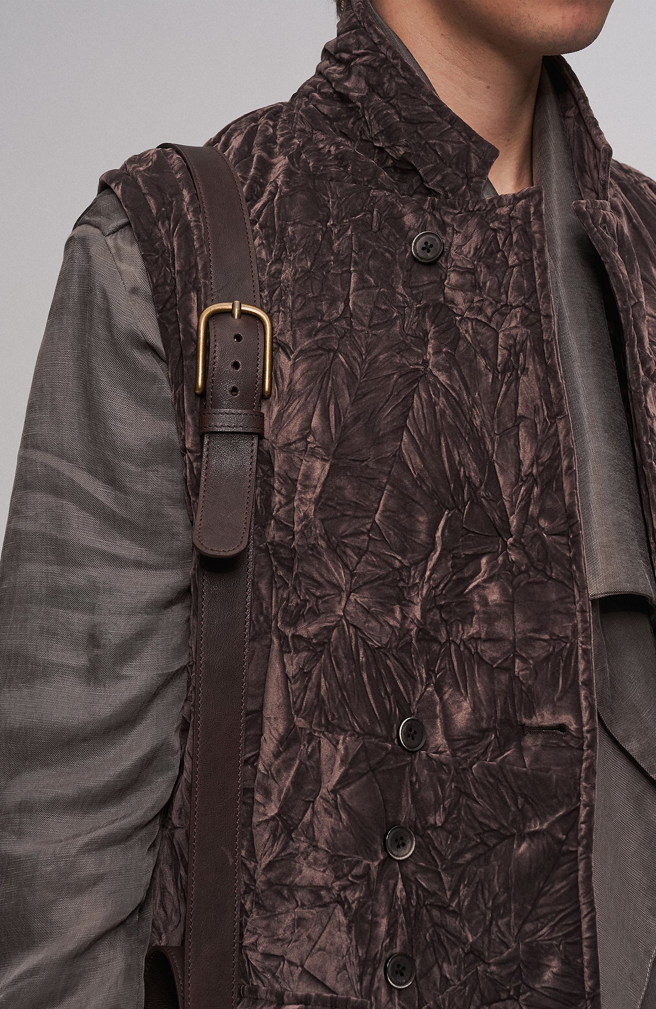 ILNya Nieternite Nifutur Oversized Linen Horsehide-Strap Messenger Bag