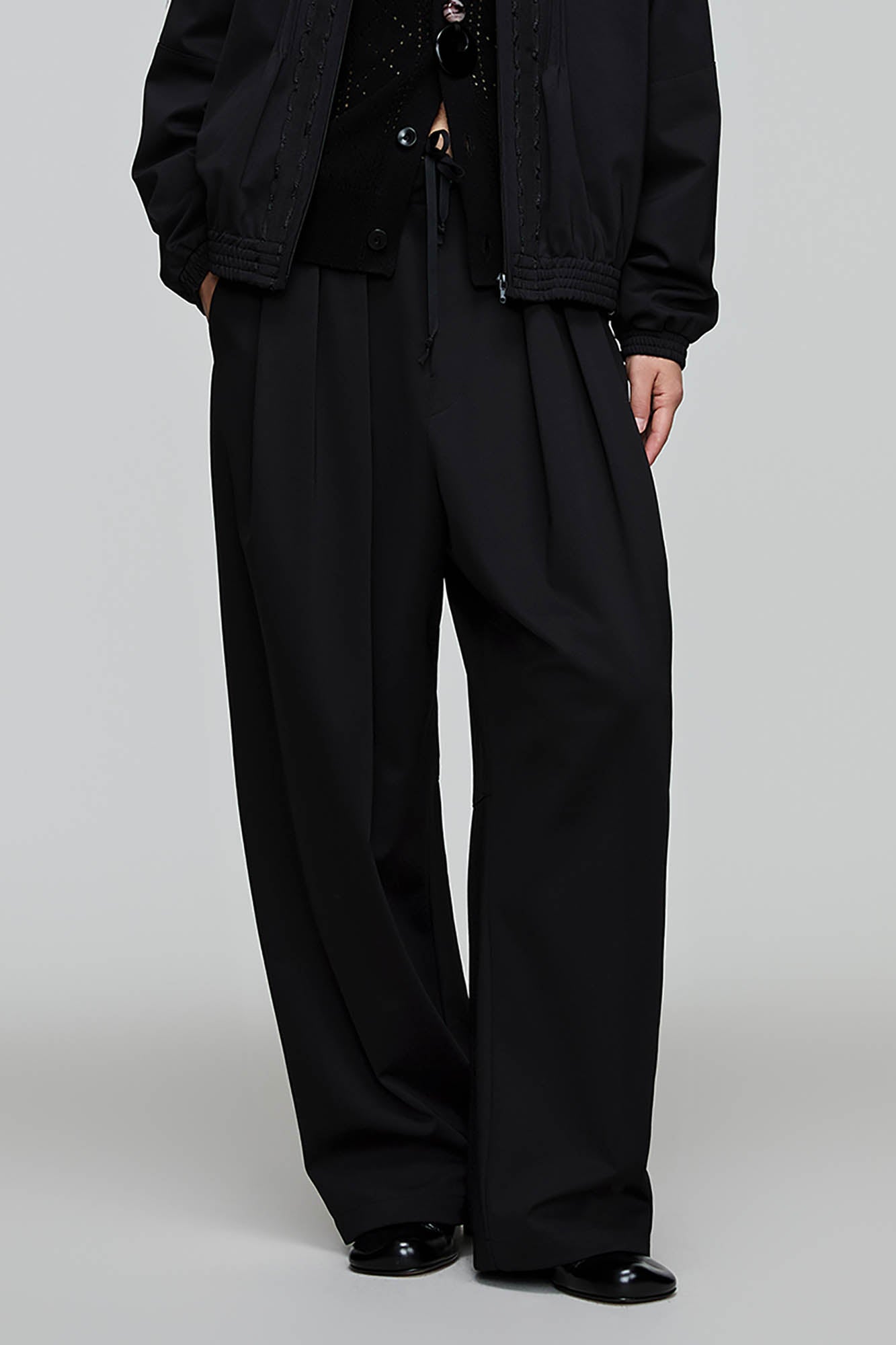 OPICLOTH Pleated Drawstring Oversized Pants