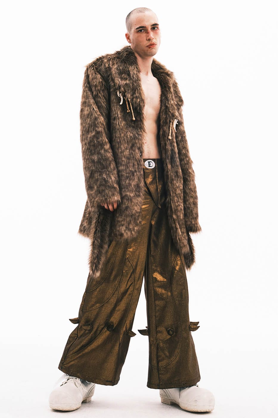 EMBRYO Faux Fur Bone Coat, premium urban and streetwear designers apparel on PROJECTISR.com, EMBRYO