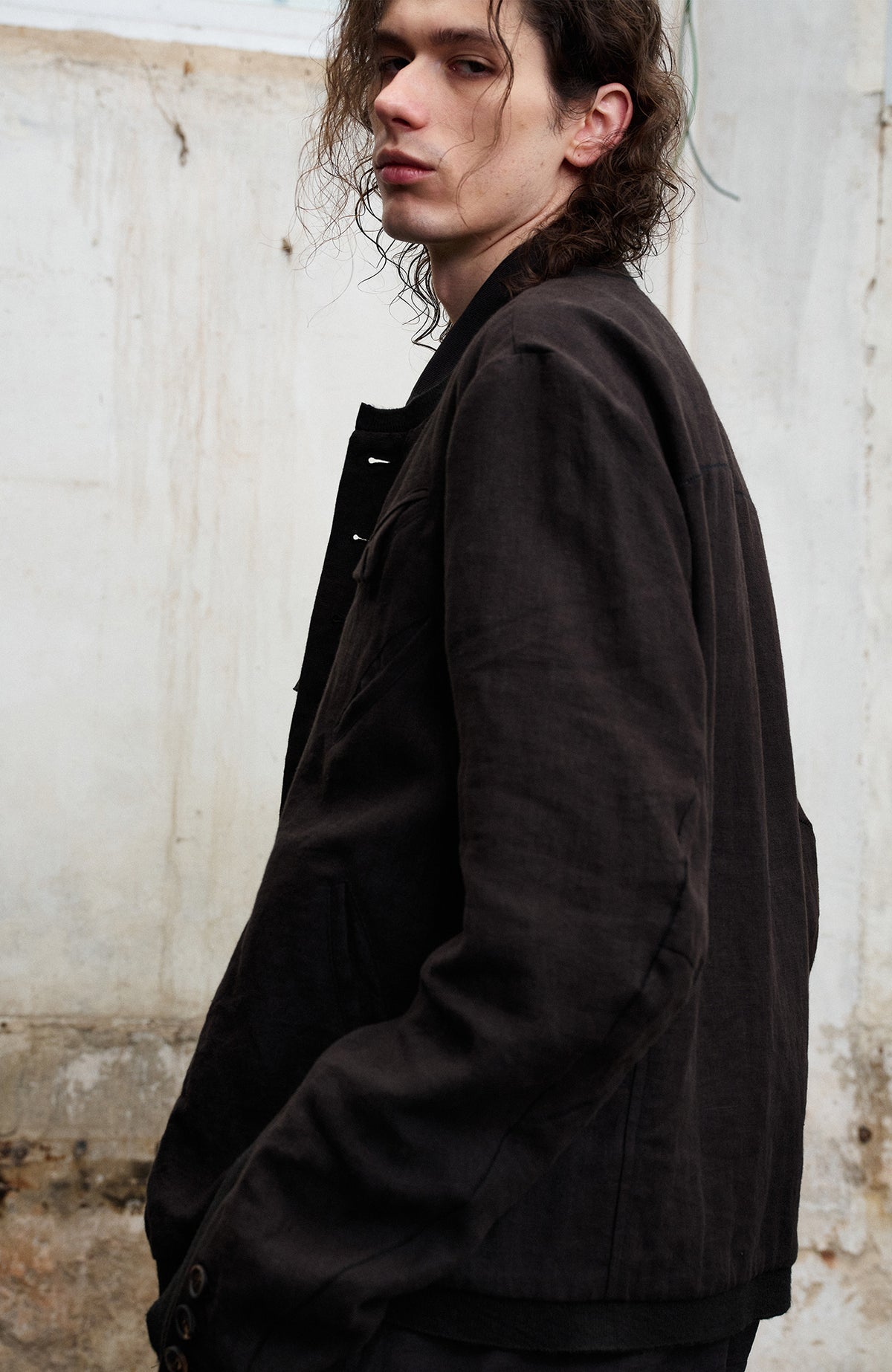 ILNya Nieternite Nifutur Asymmetrical Ribbed-Splice Short Jacket