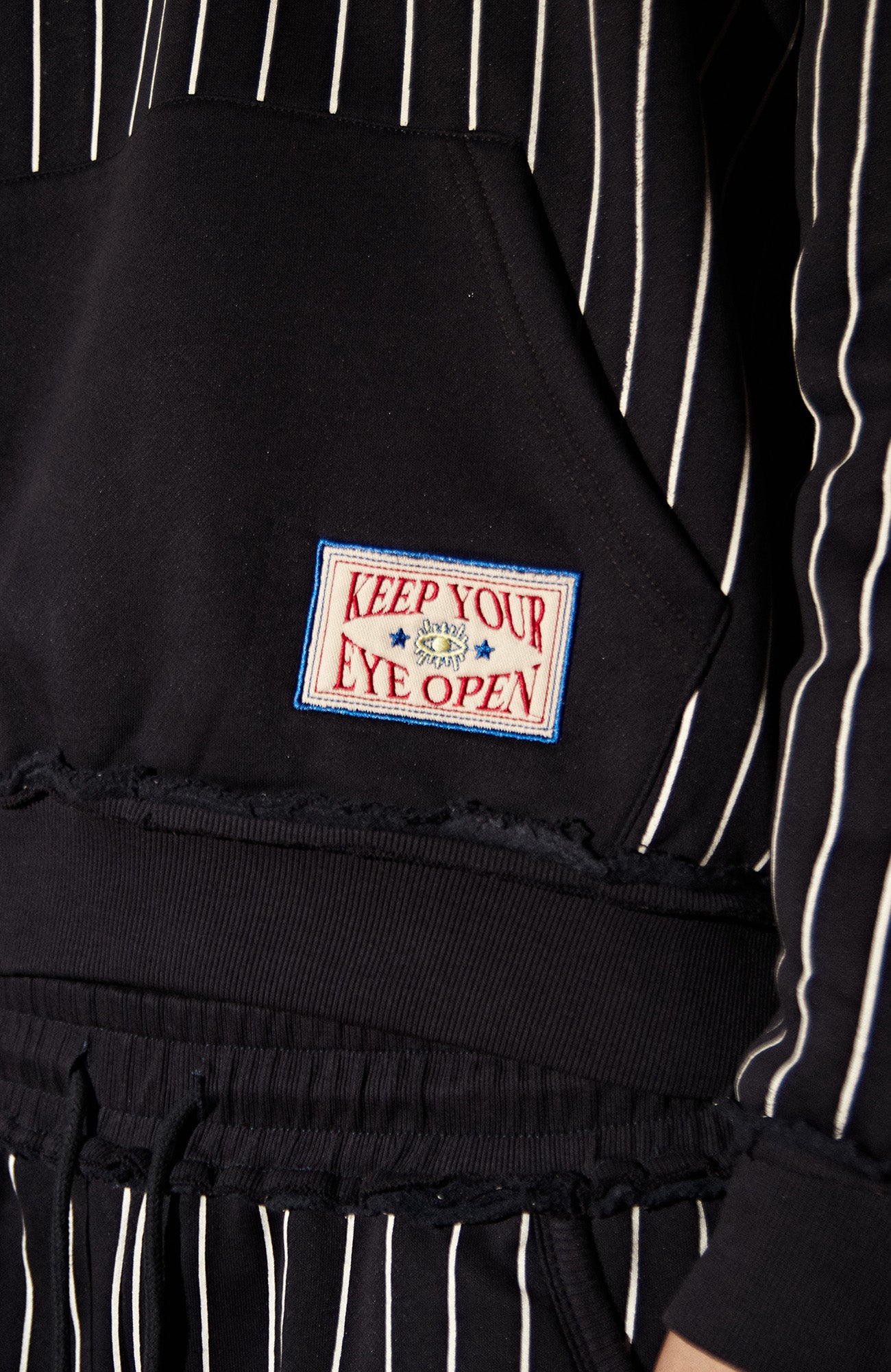 PHANTOMHUNTER Stripe Embroidered Studded Hoodie, premium urban and streetwear designers apparel on PROJECTISR.com, PHANTOMHUNTER