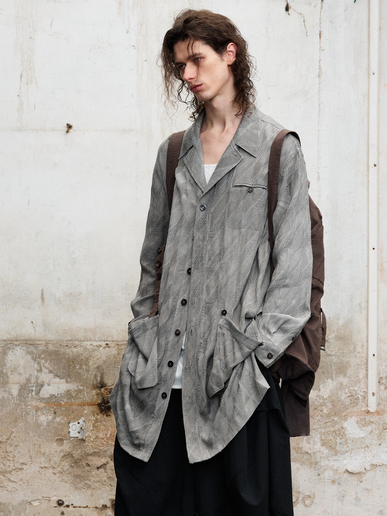 ILNya Nieternite Nifutur Dirty-Dye Jacquard Longline Shirt