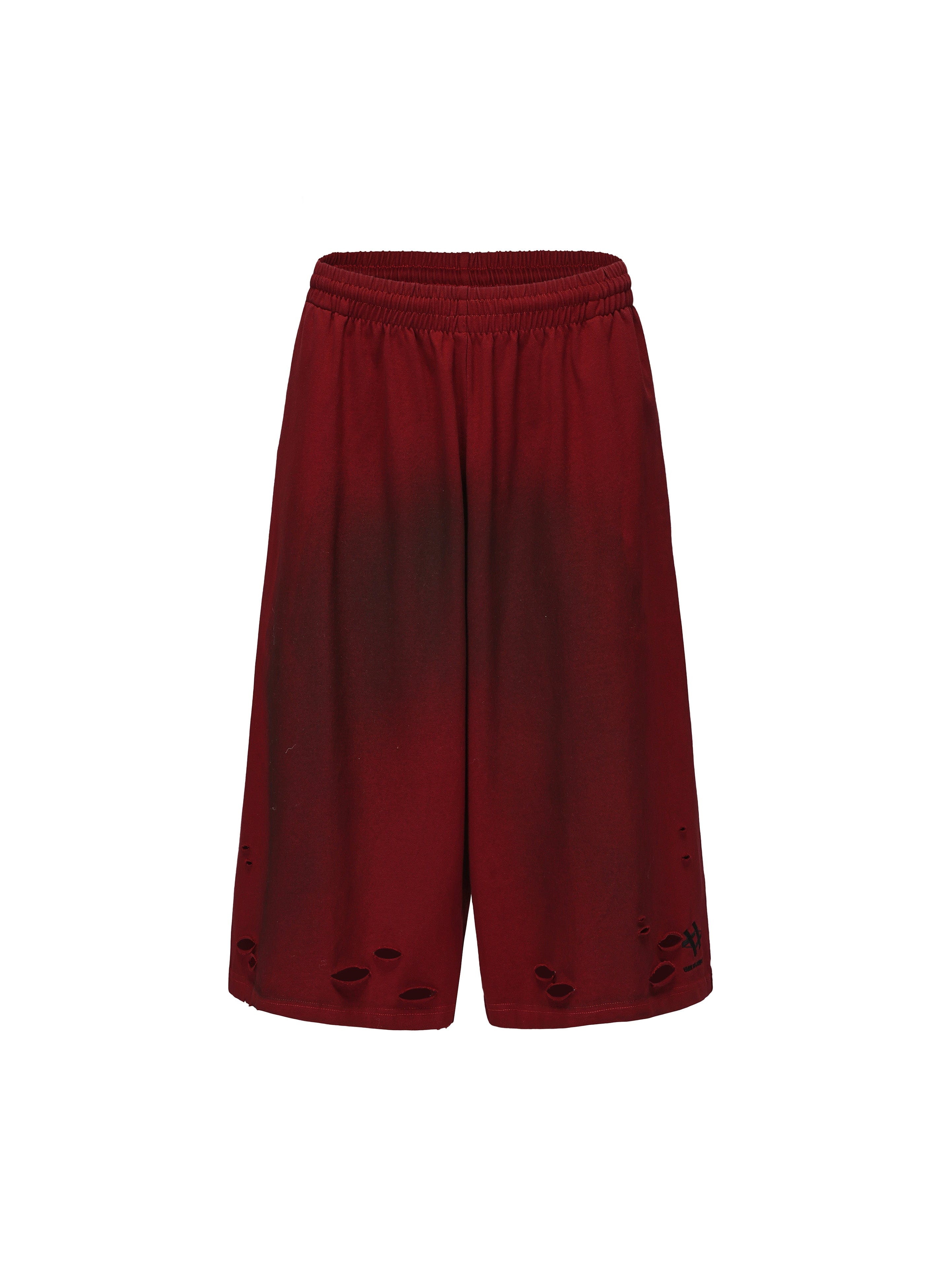 VANN VALRENCE Washed Gradient Distressed Oversized Shorts