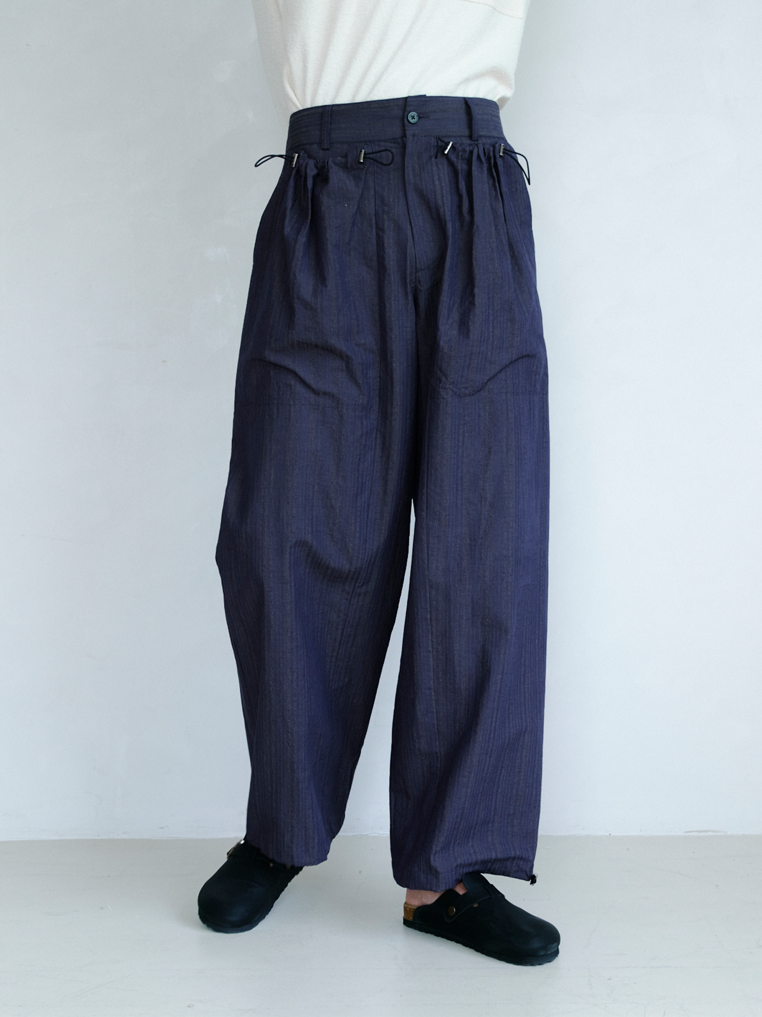 GRAINMUSTARD Drawstring Pleated Straight-Leg Trousers, premium urban and streetwear designers apparel on PROJECTISR.com, GRAINMUSTARD