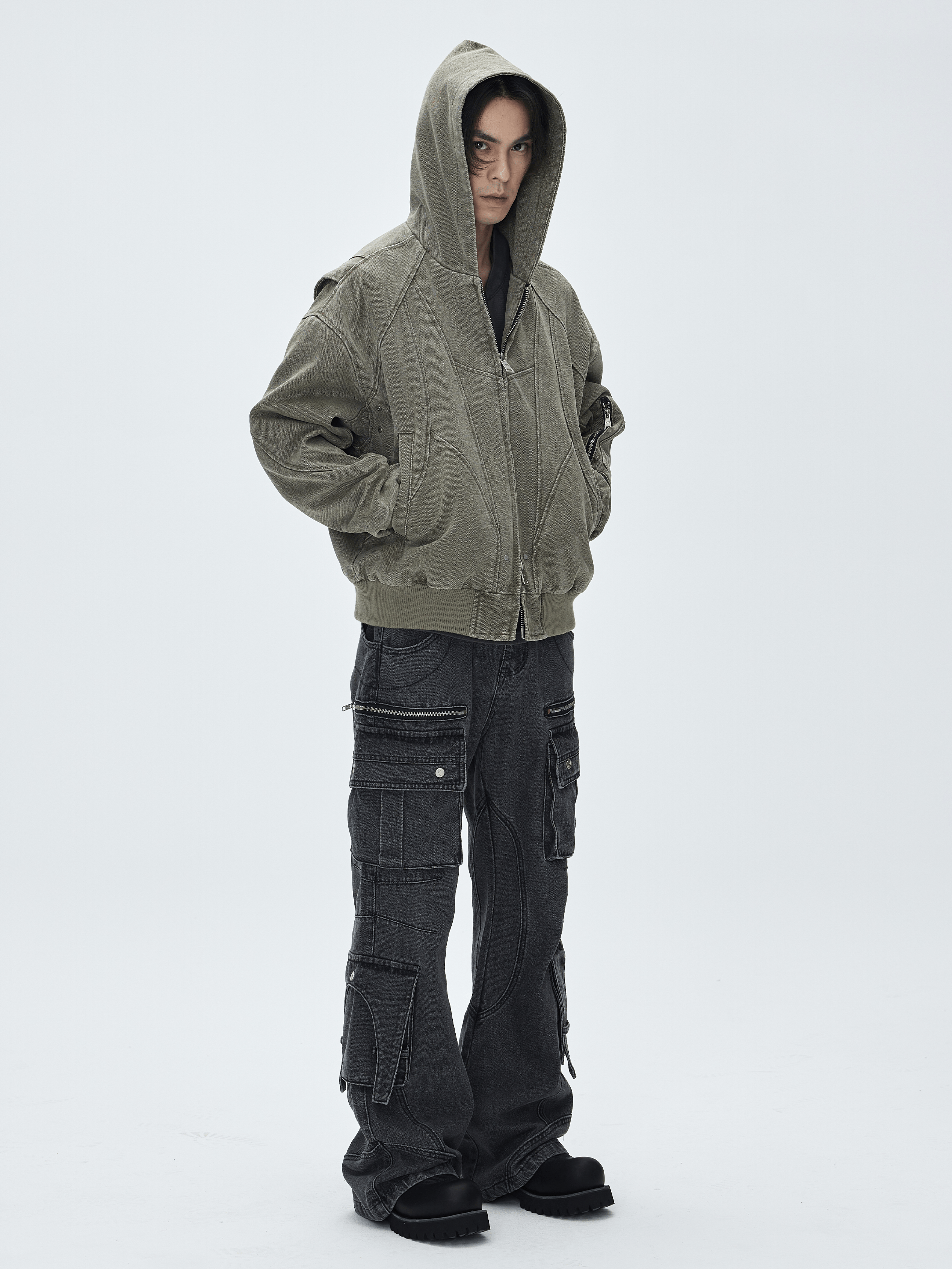 CATSSTAC Washed Multi-Pocket Utility Straight-Leg Jeans, premium urban and streetwear designers apparel on PROJECTISR.com, CATSSTAC