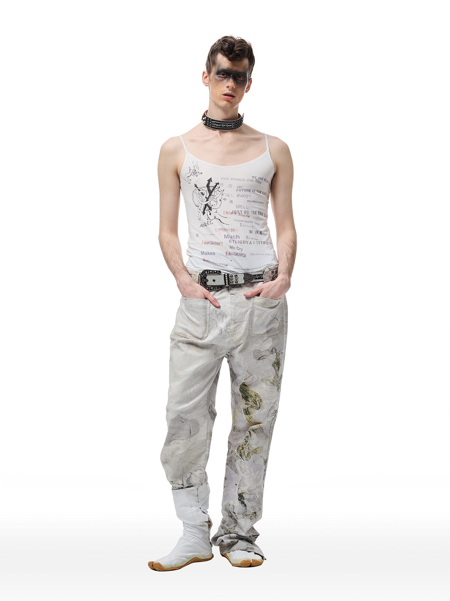 CYCYCY Floral Lace Full-Print Flared Jeans