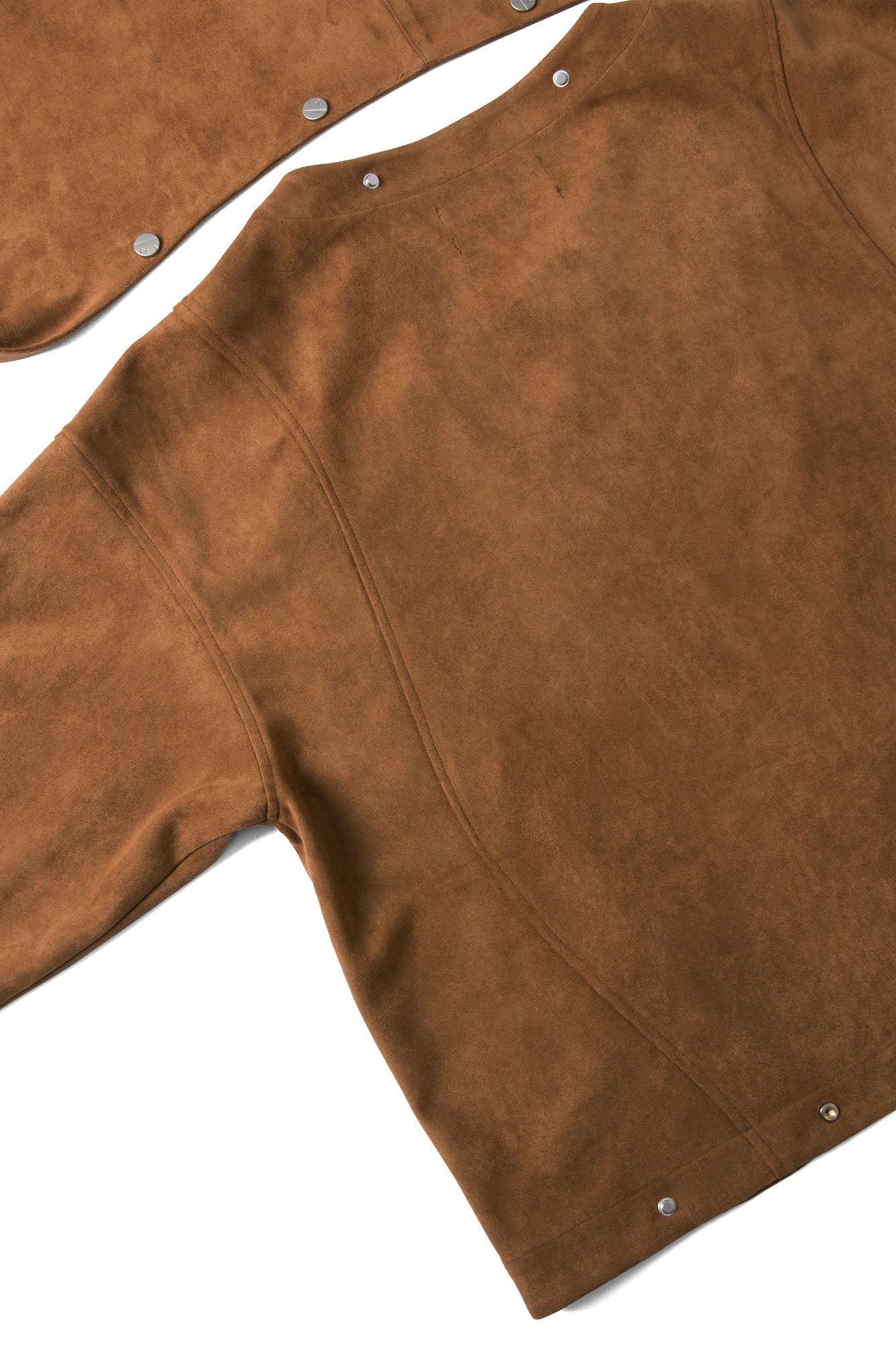RELABEL Asymmetrical-Zip Detachable-Hood Suede Jacket Brown