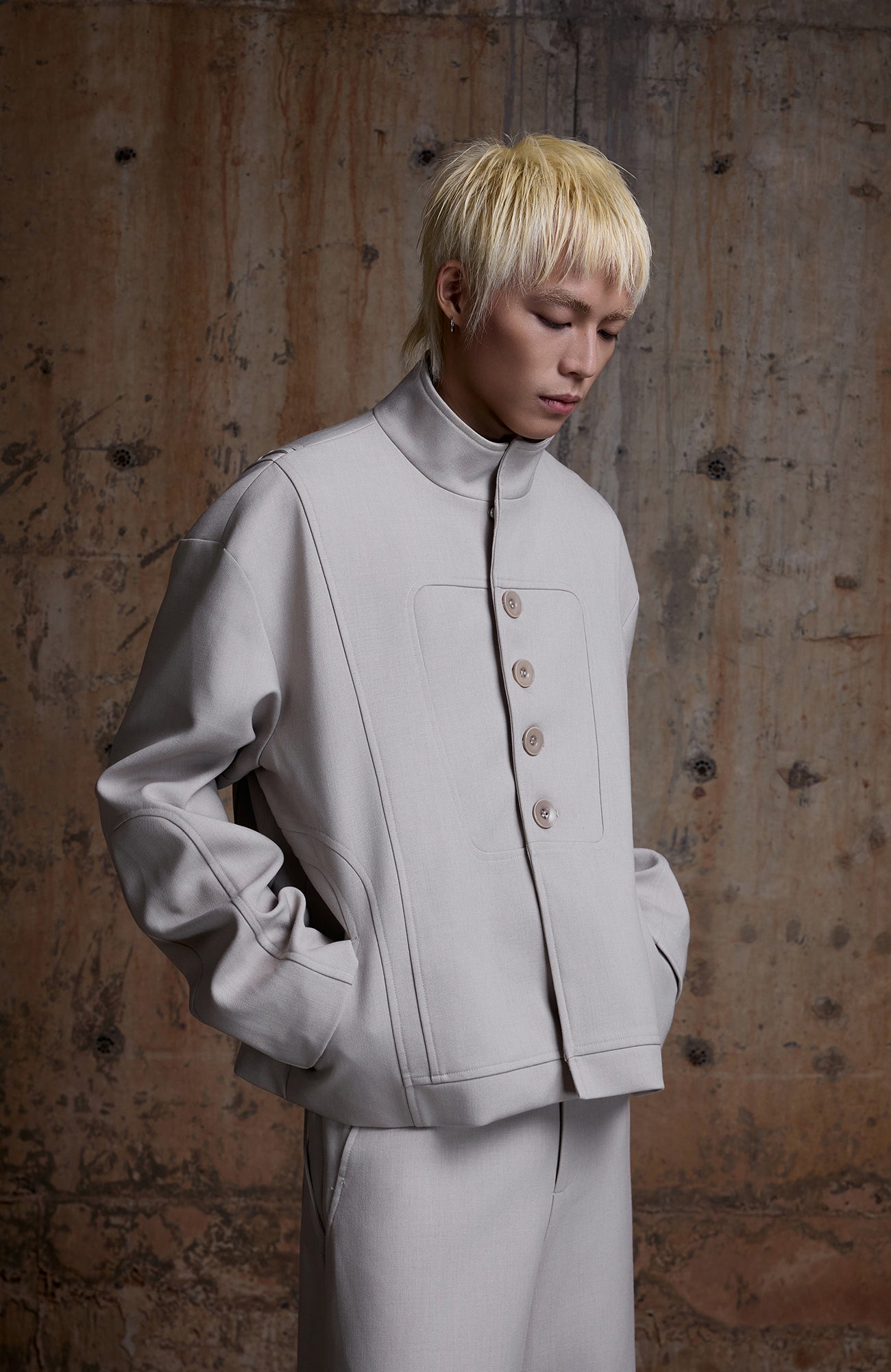 2000RSK Spliced Lace-Up Mock-Neck Jacket