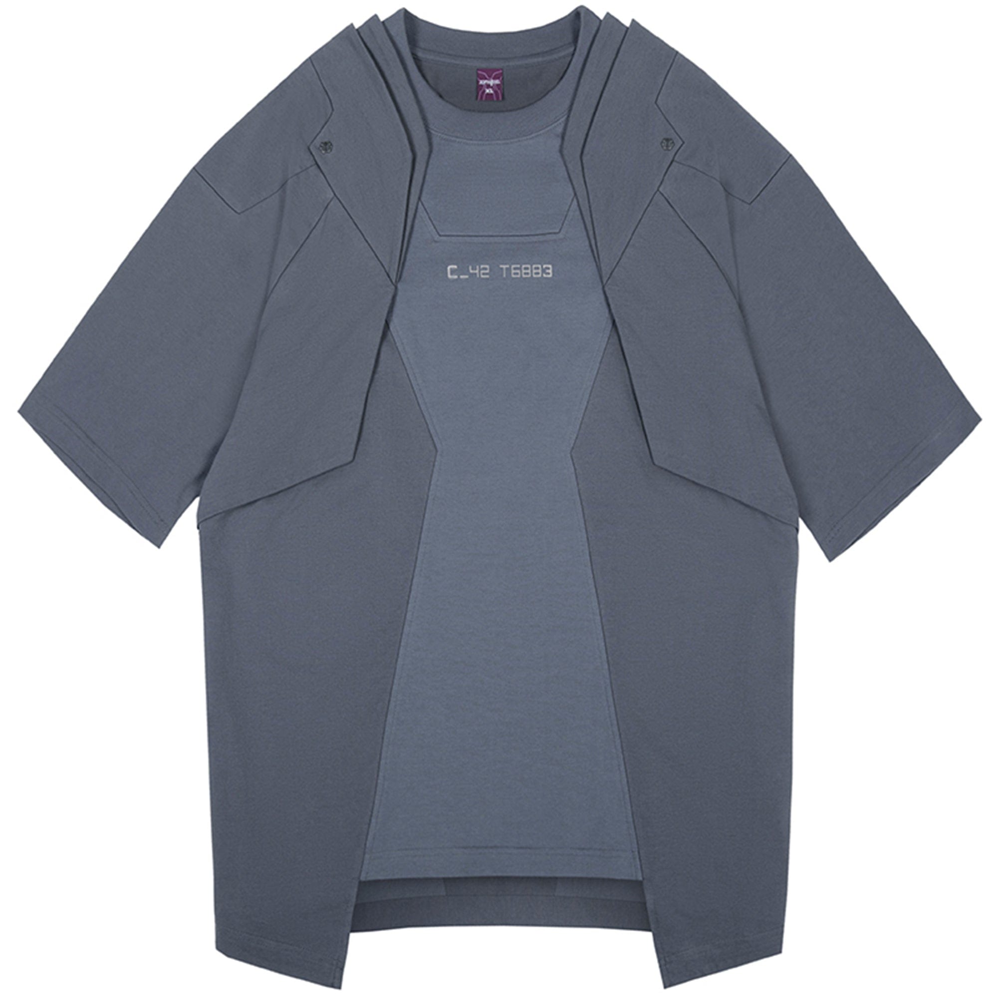 XIPHEVIL Deep Zone Deconstructed Armor Rivet T-Shirt Dark Grey