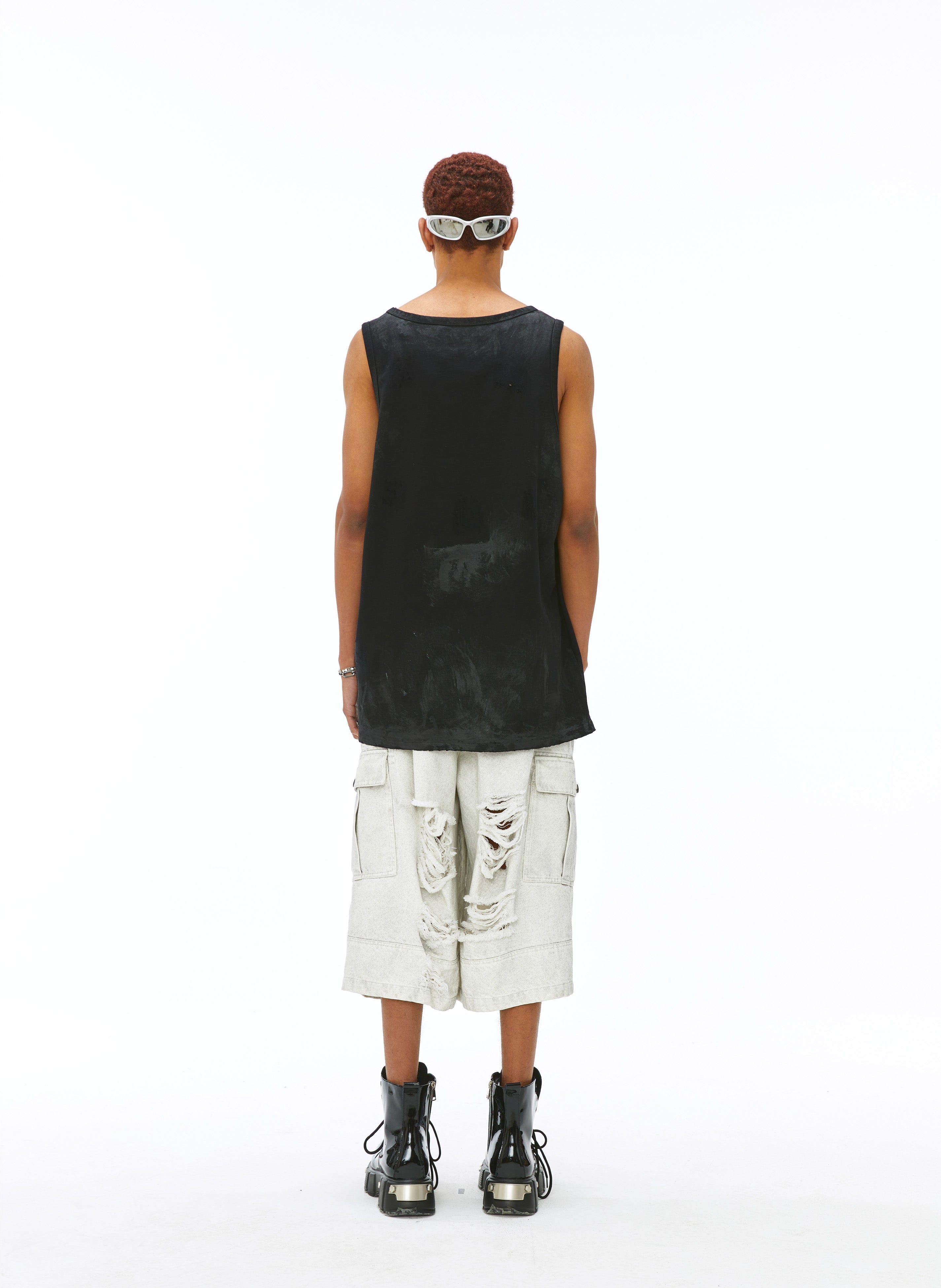 VANN VALRENCE Washed-Dyed Oversized Tank Top