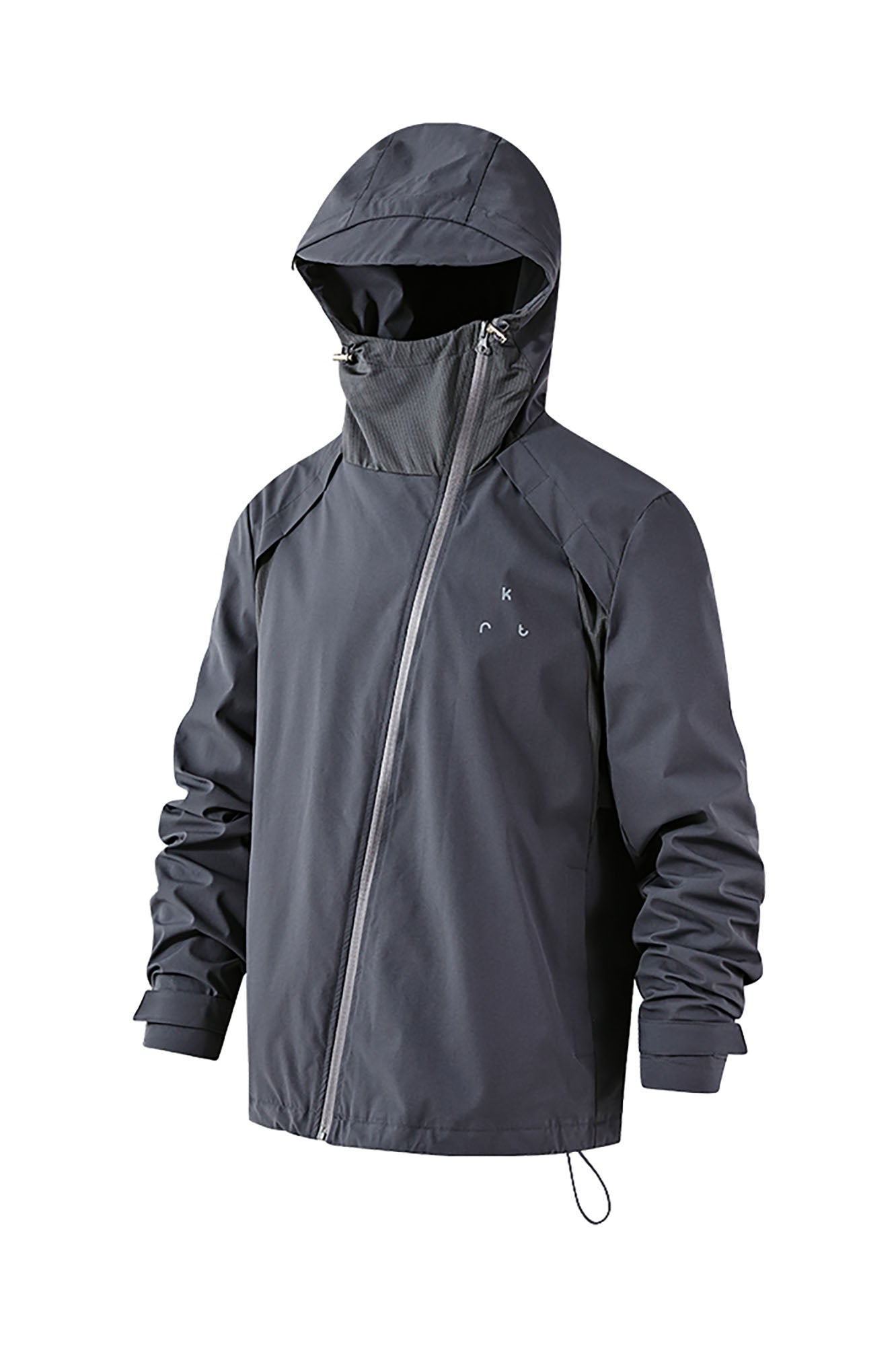 KREATE Asymmetric-Zip Teflon Hooded Jacket, premium urban and streetwear designers apparel on PROJECTISR.com, KREATE