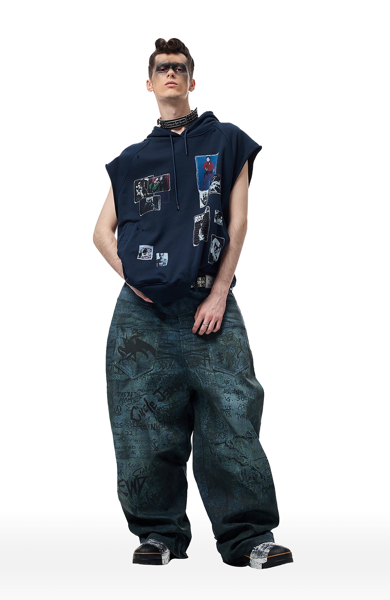 CYCYCY Dirty Wash Graffiti Baggy Jeans