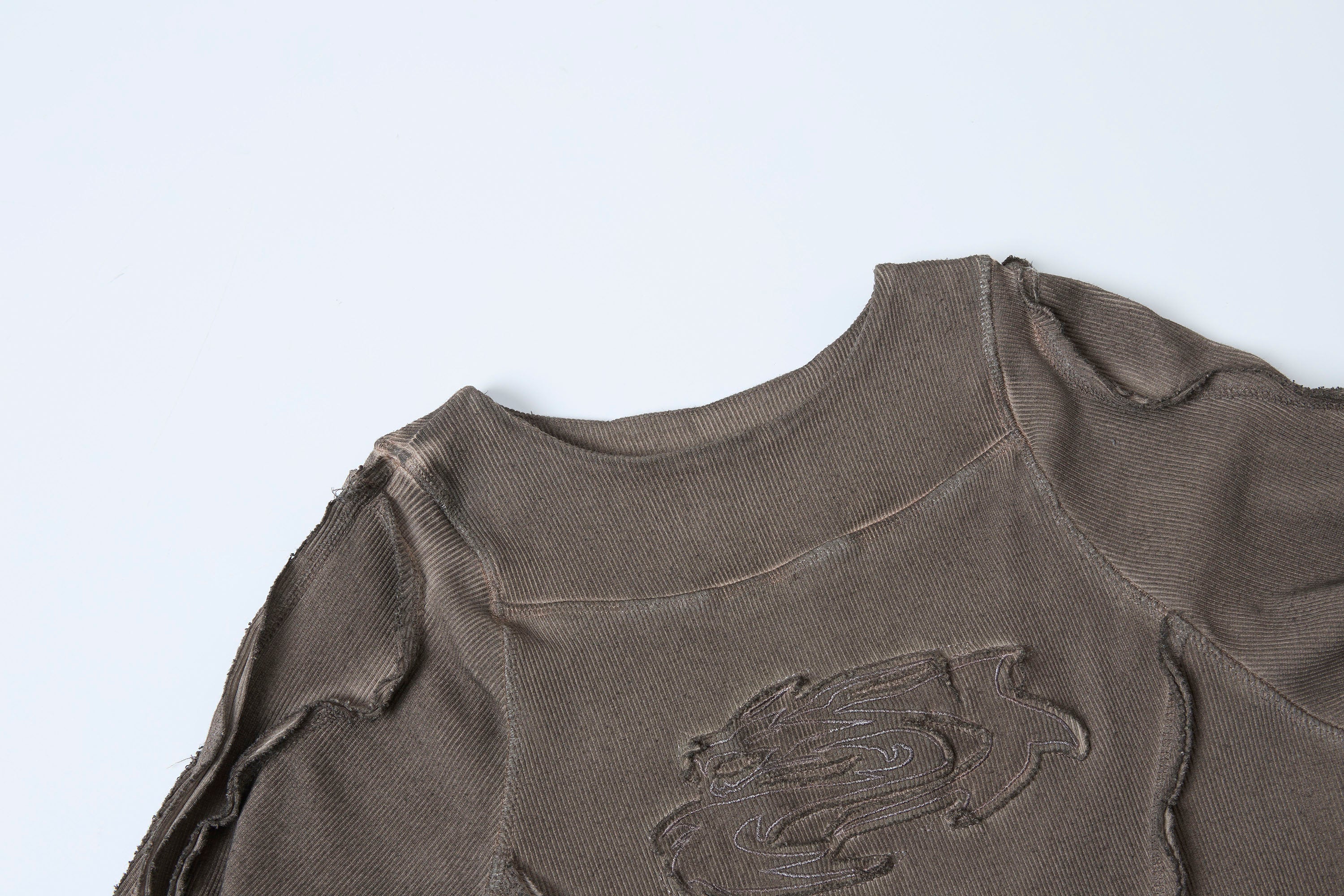 CLP Distressed Raw-Seam Paneled Long-Sleeve Tee, premium urban and streetwear designers apparel on PROJECTISR.com, CLP