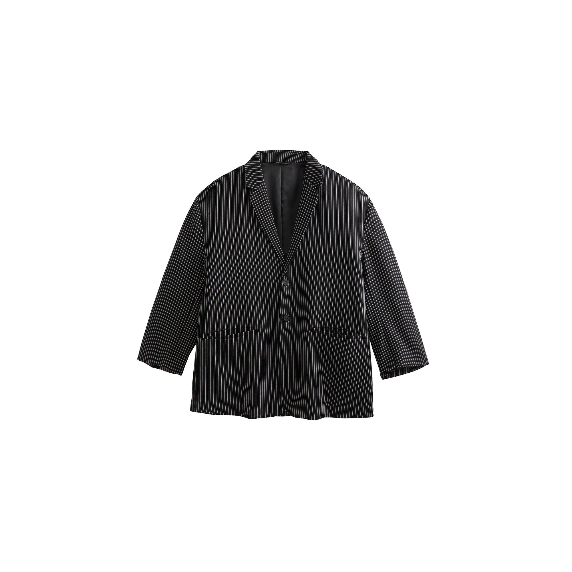 ME DA IGUAL Stripe Notched Lapel Oversized Blazer