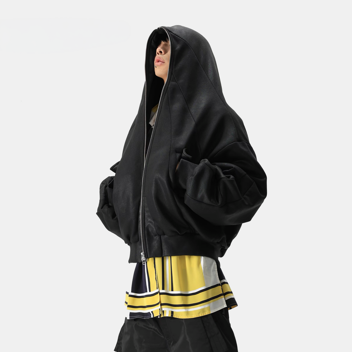 VANGUARDIA Brush-Wax Coated Oversized Hooded Jacket