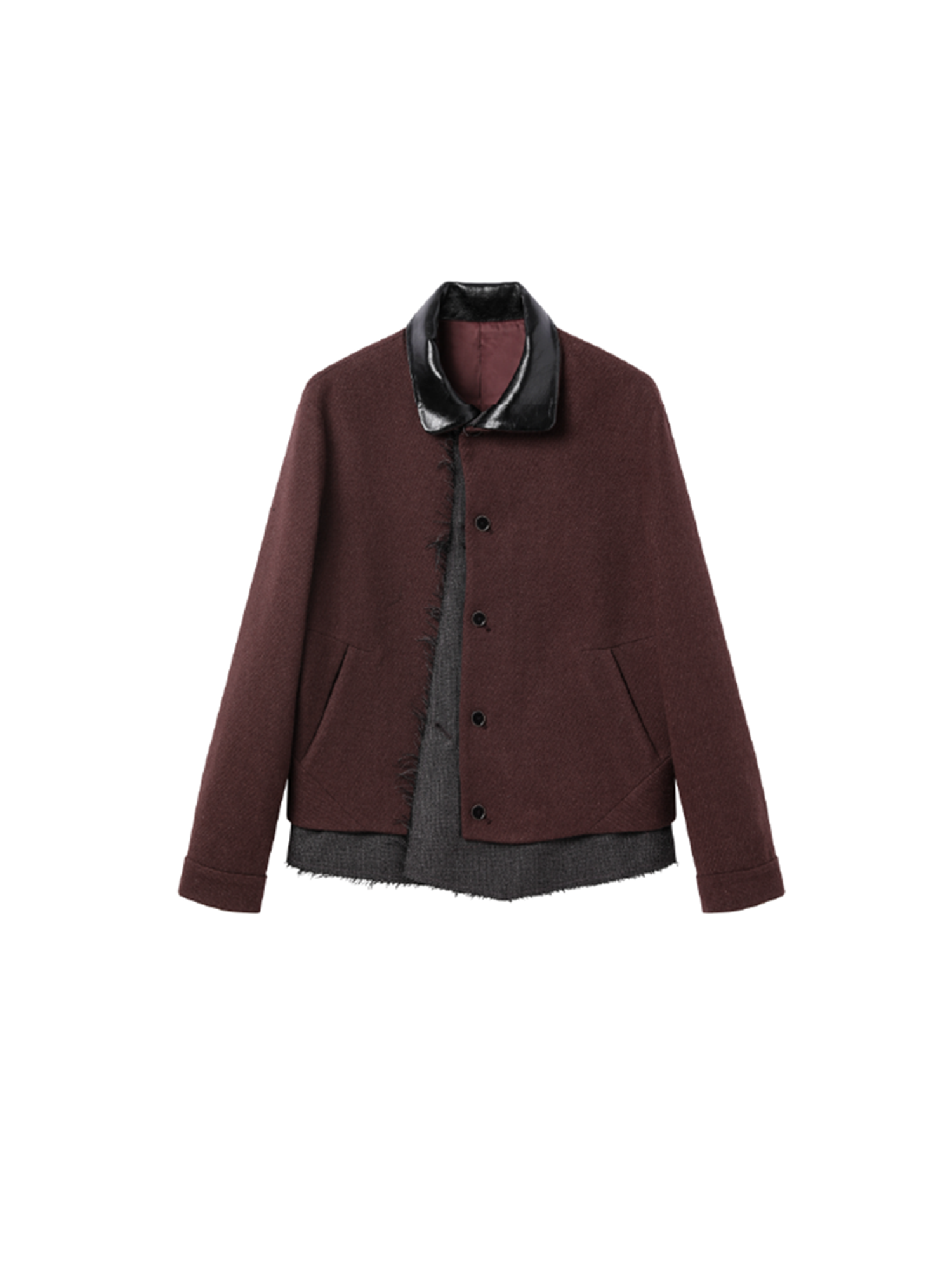 ALVNG AR ANTS Raw-Edge Contrast Paneled-Collar Jacket, premium urban and streetwear designers apparel on PROJECTISR.com, ALVNG AR ANTS