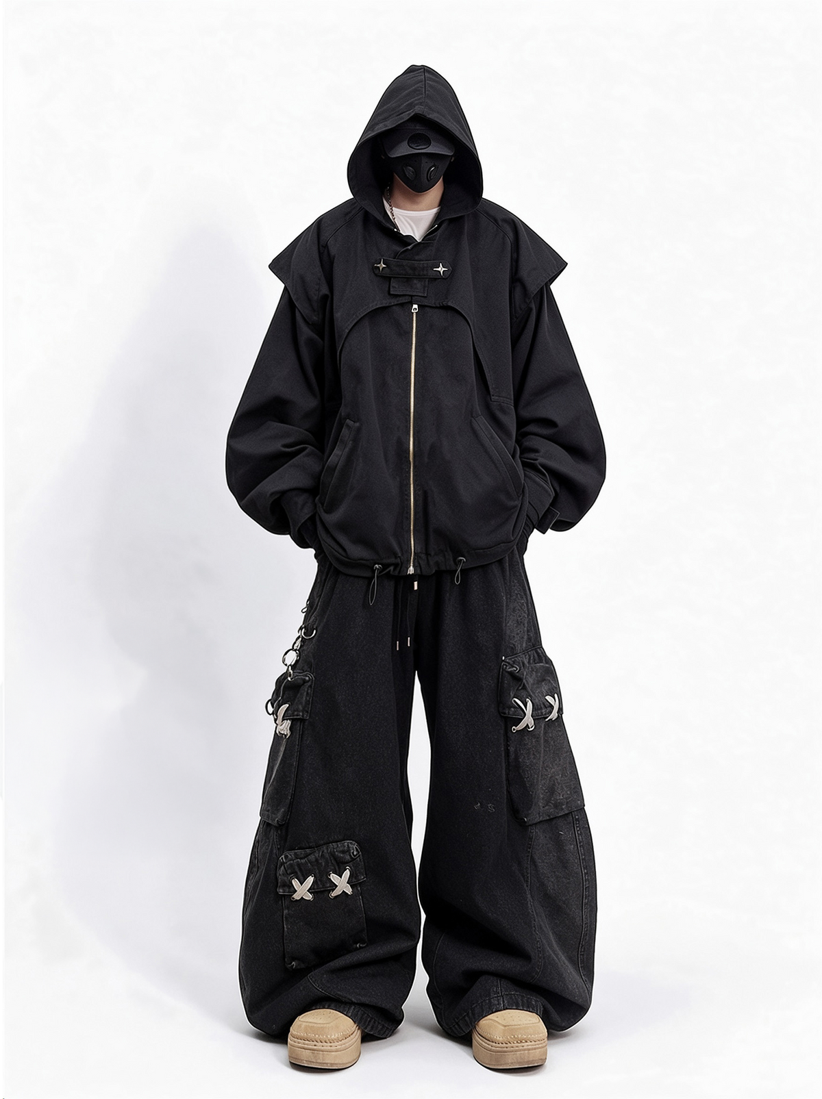 UUCSCC Retro Hip-Hop Oversized Hooded Jacket, premium urban and streetwear designers apparel on PROJECTISR.com, UUCSCC