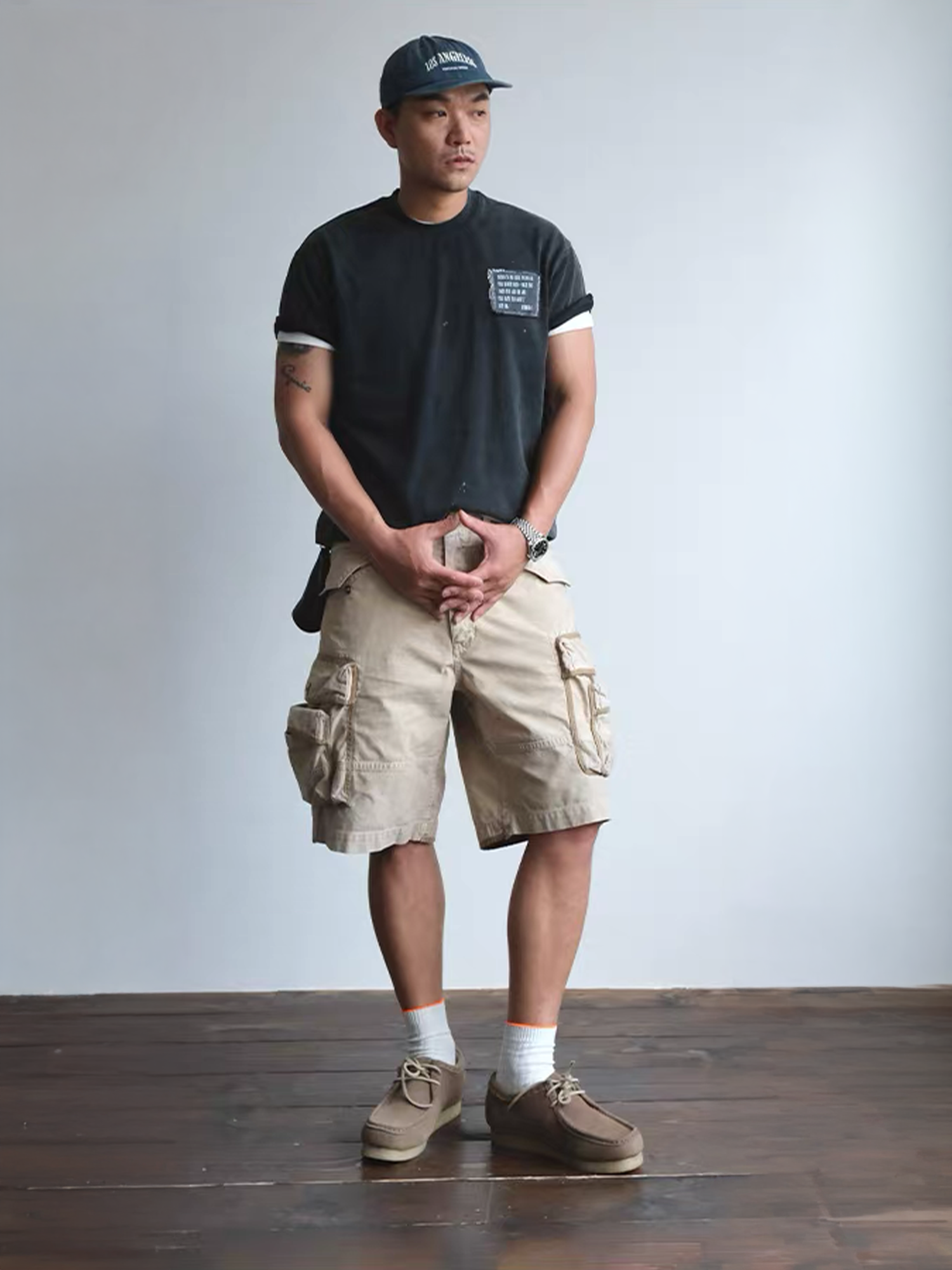 NEIGBORL Washed Multi-Pocket Cargo Shorts
