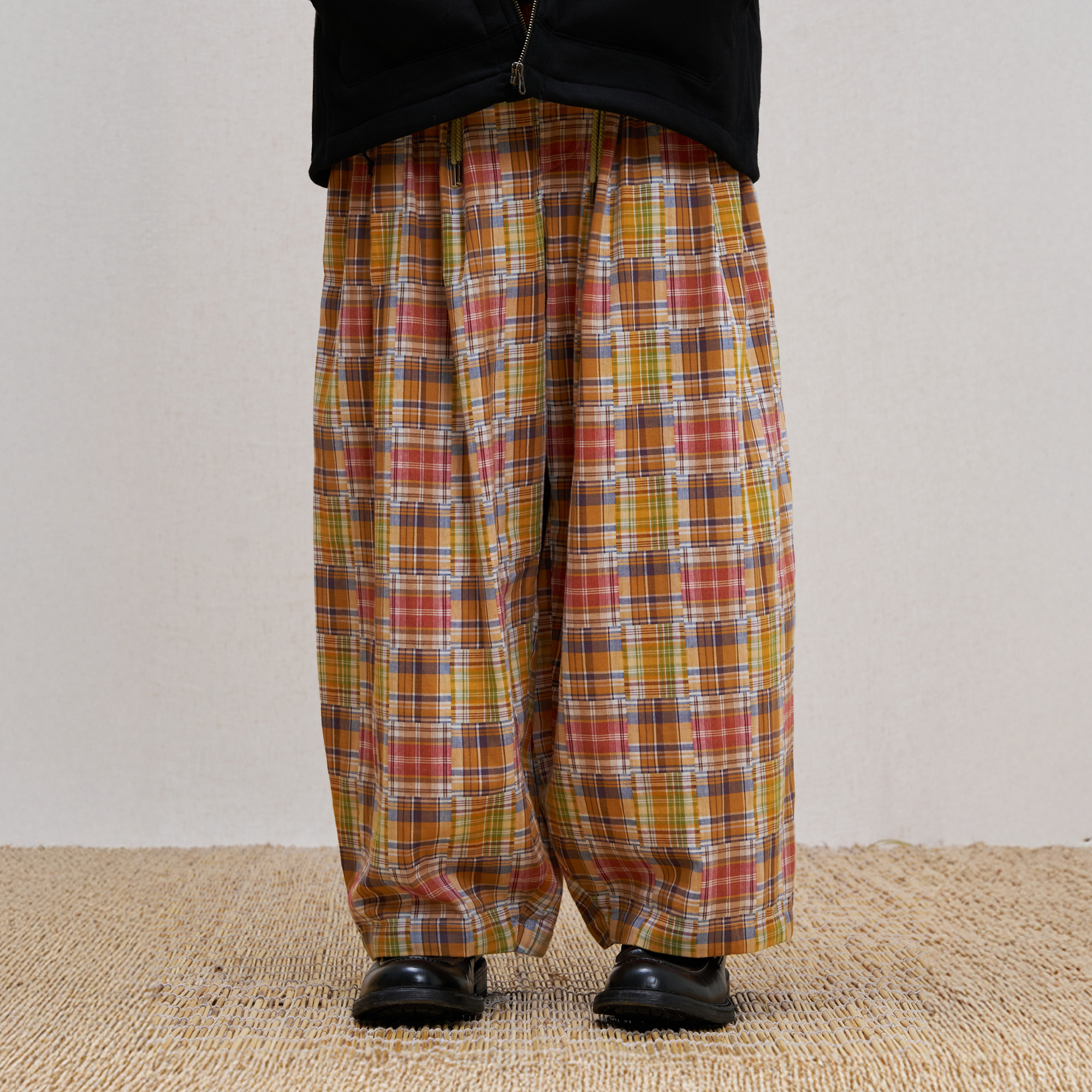 UNLIMITED MOTE Patchwork Plaid Balloon Pants