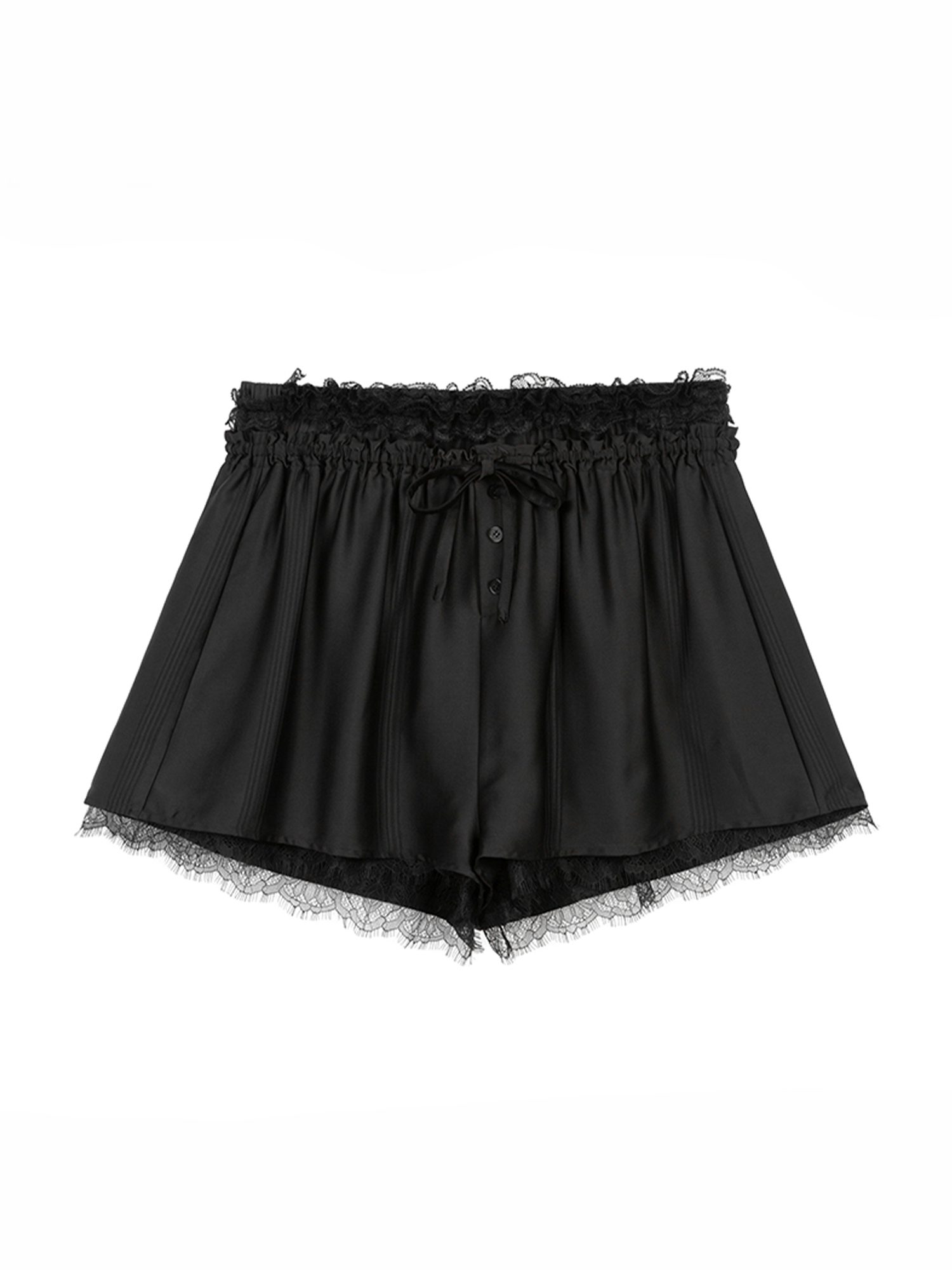 TUIMU Lace Panel Acetate Shorts