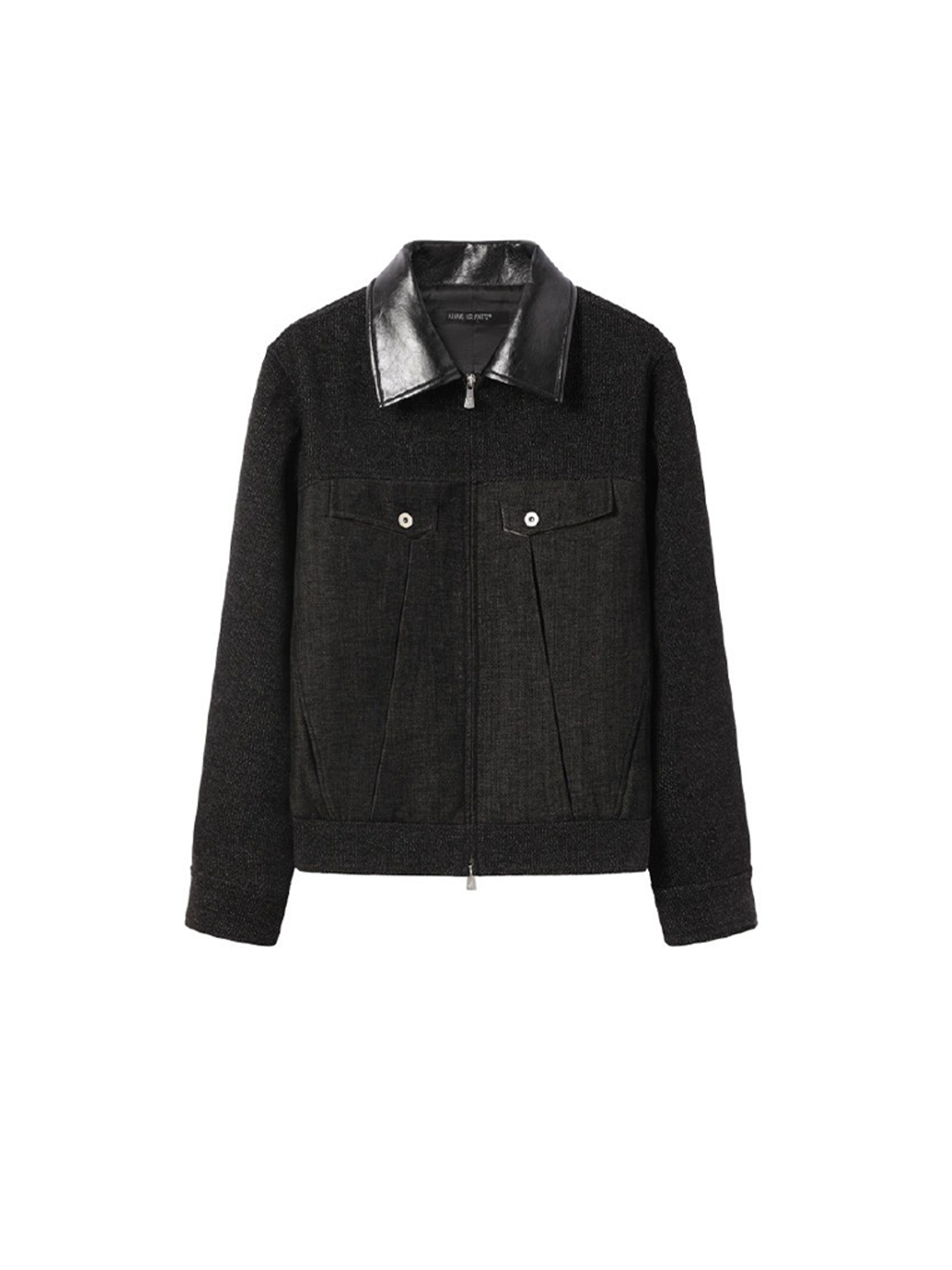 ALVNG AR ANTS Tweed Panelled PU-Collar Jacket, premium urban and streetwear designers apparel on PROJECTISR.com, ALVNG AR ANTS